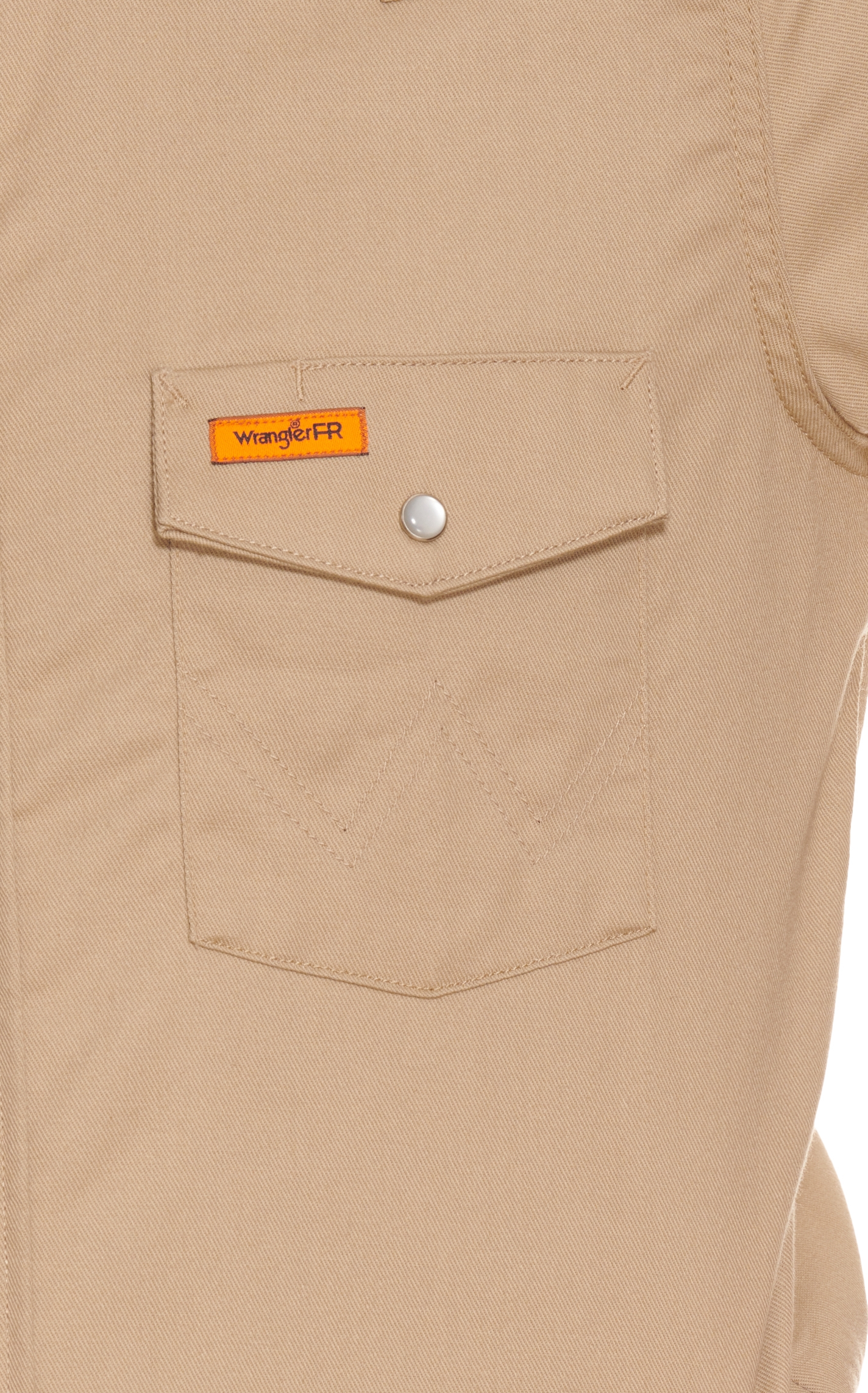 Wrangler FR Khaki Long Sleeve Western Snap Workshirt - Image 1