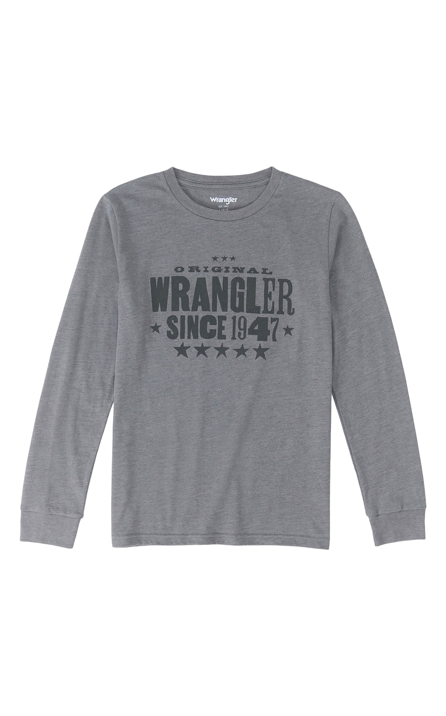 Wrangler Boy's Cement Gray Logo Graphic Long Sleeve T-Shirt - Image 1