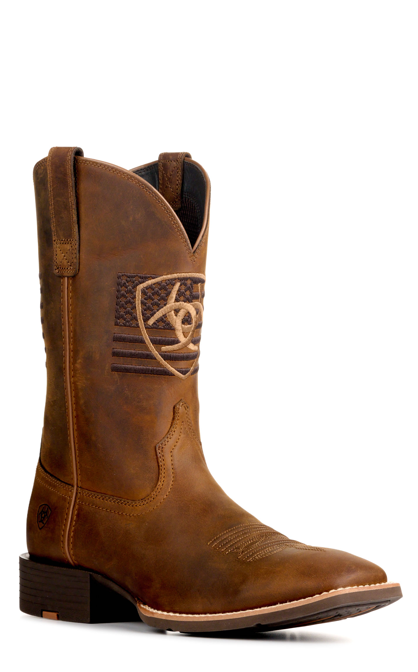 Ariat Men's Distressed Brown Sport Freedom Wide Square Toe Cowboy Boots - Image 1