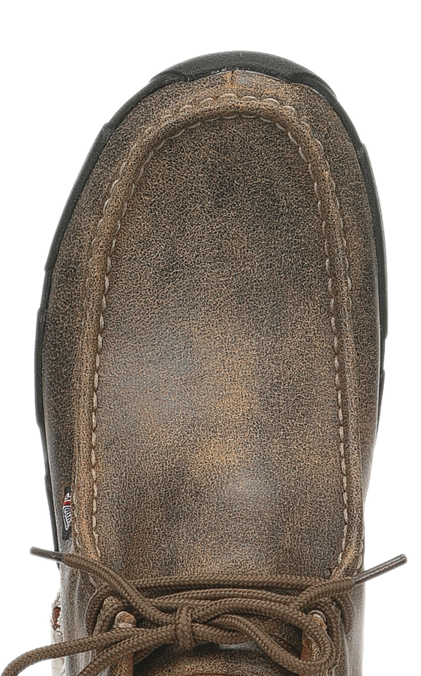 Justin Men's Cappie Distressed Tan Bomber Driving Moc Steel Toe Work Shoe - Image 1