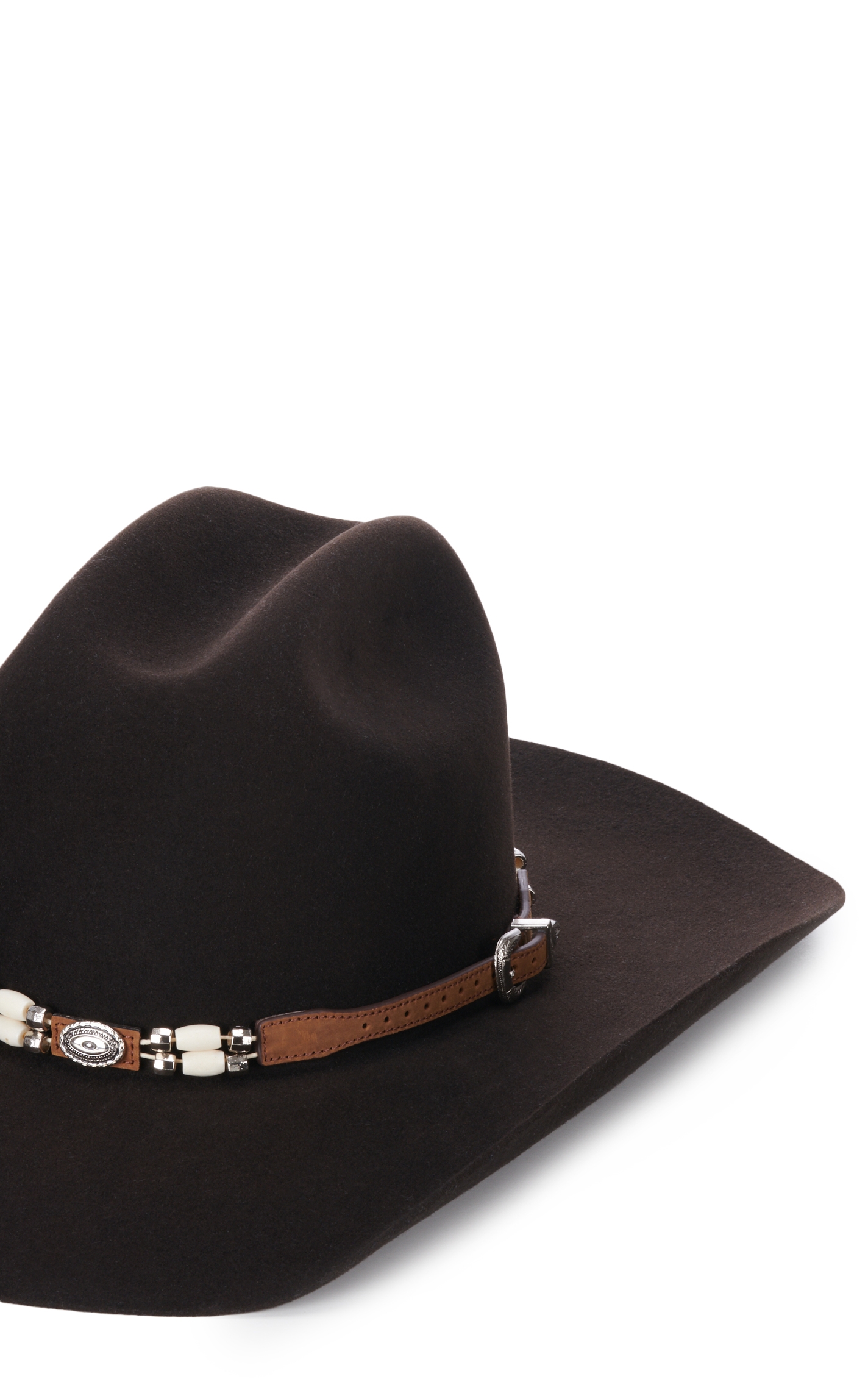 M&F Western Bone Beaded Silver Concho Hatband - Image 1