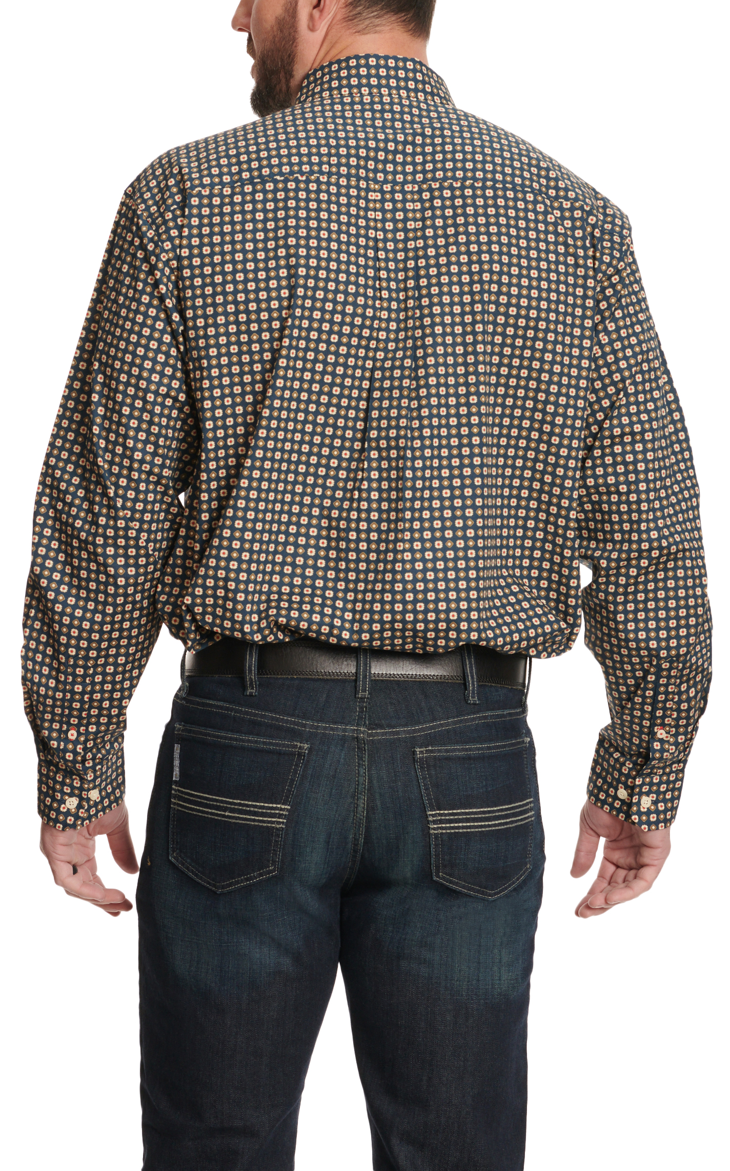 Cinch Men's Teal & Latte Floral Geo Print Western Shirt - Image 1