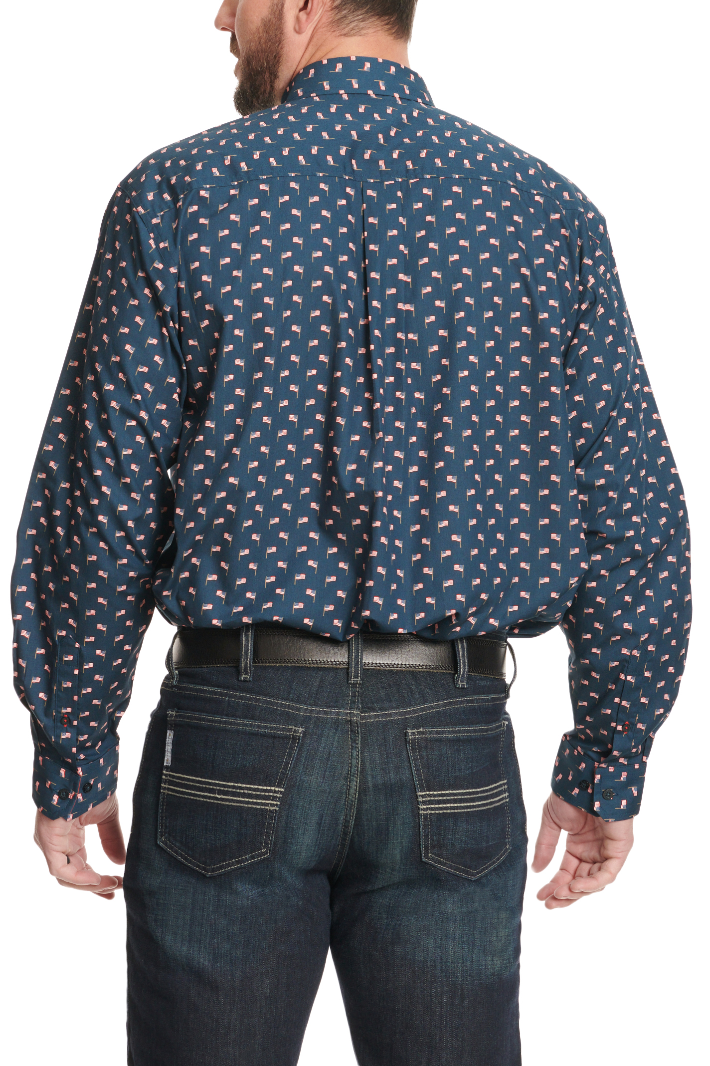 Cinch Men's Navy & Red Geo Flag Print Western Shirt - Image 1