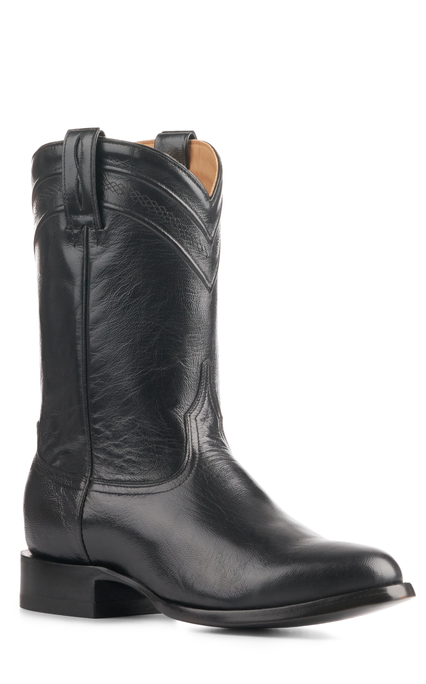 JRC & Sons Men's Kingston Domingo Goat Leather Round Toe Roper Boot in Black - Image 1
