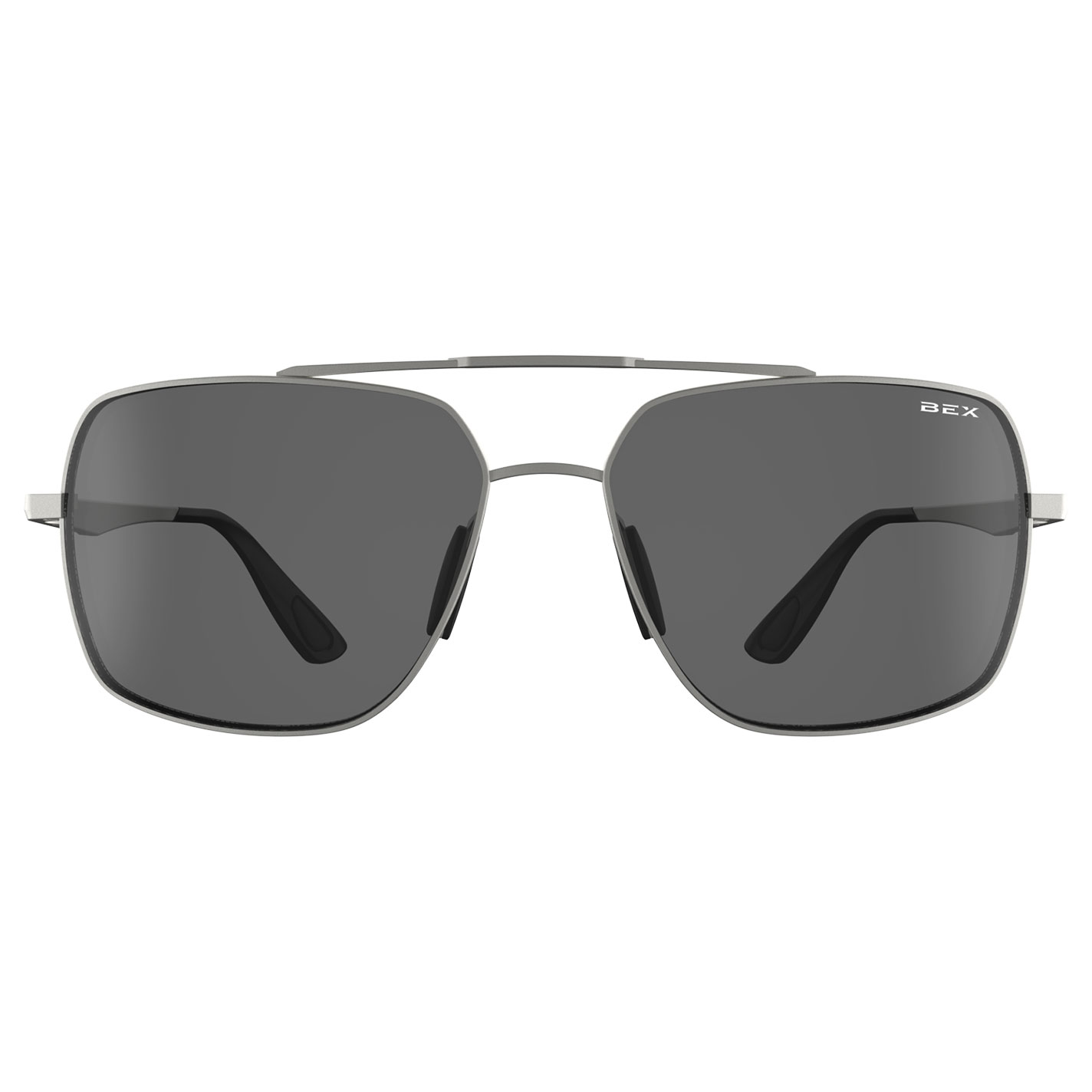 BEX Wing Matte Silver Aviator Sunglasses - Image 1