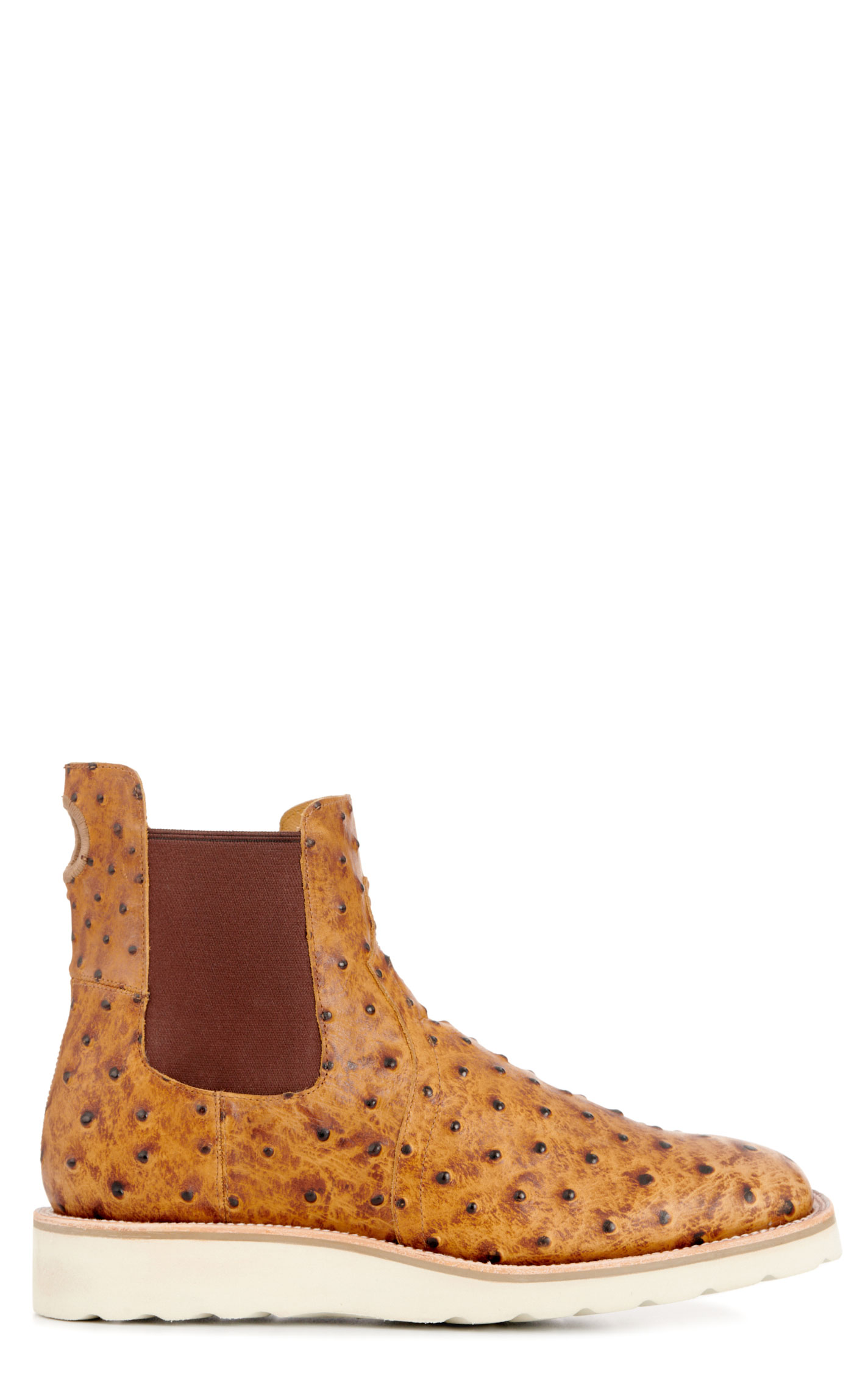 Anderson Bean Men's Horse Power Saddle Ostrich Print Wide Square Toe Chelsea Boots - Image 1