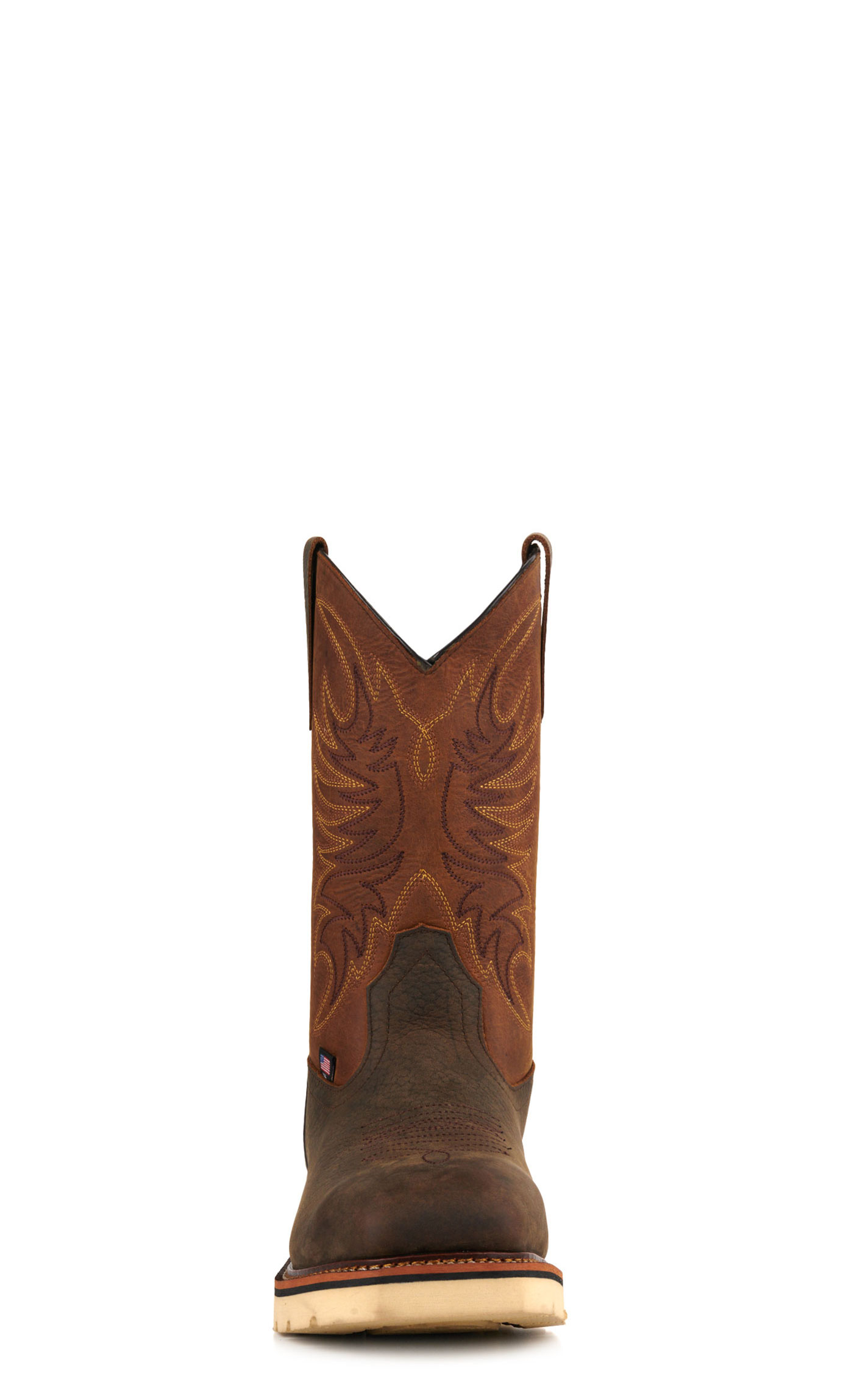 Thorogood Men's American Heritage Dark Brown and Brown Wide Square Toe Work Boots - Image 1
