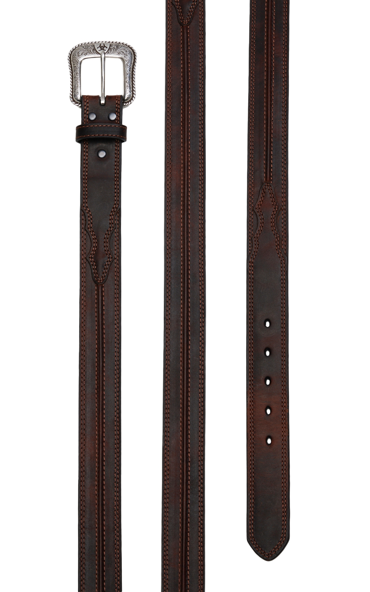 Ariat Men's Rowdy Brown Center Cord Western Belt - Image 1