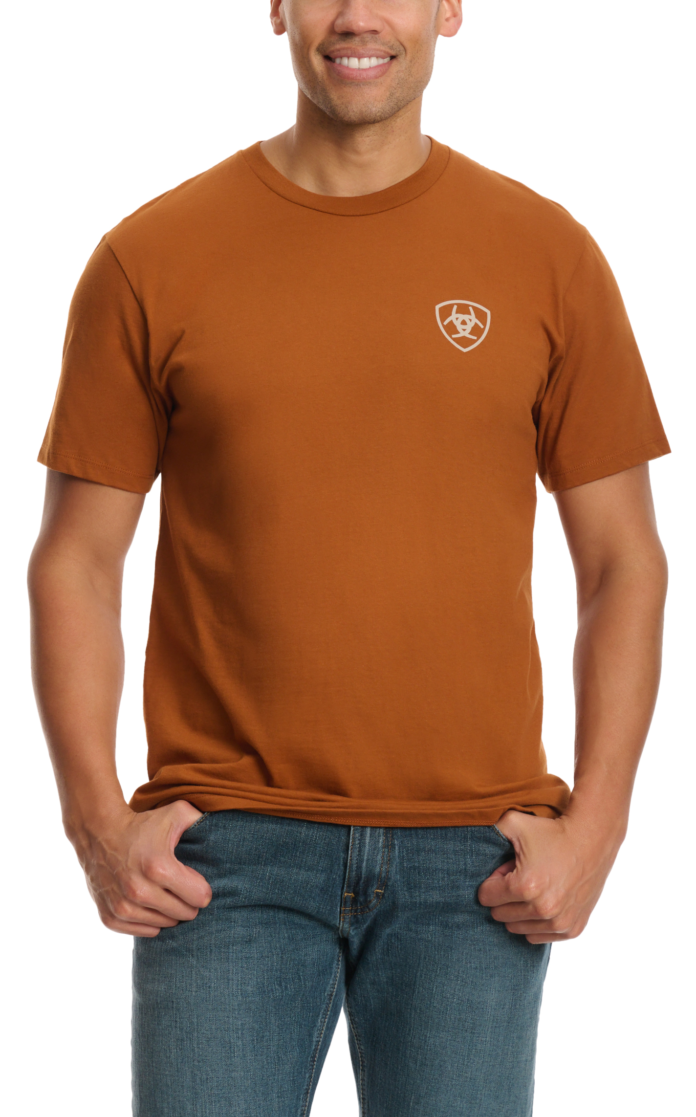 Ariat Men's Burnt Orange Cactus Flag Logo Graphic T-Shirt - Image 1