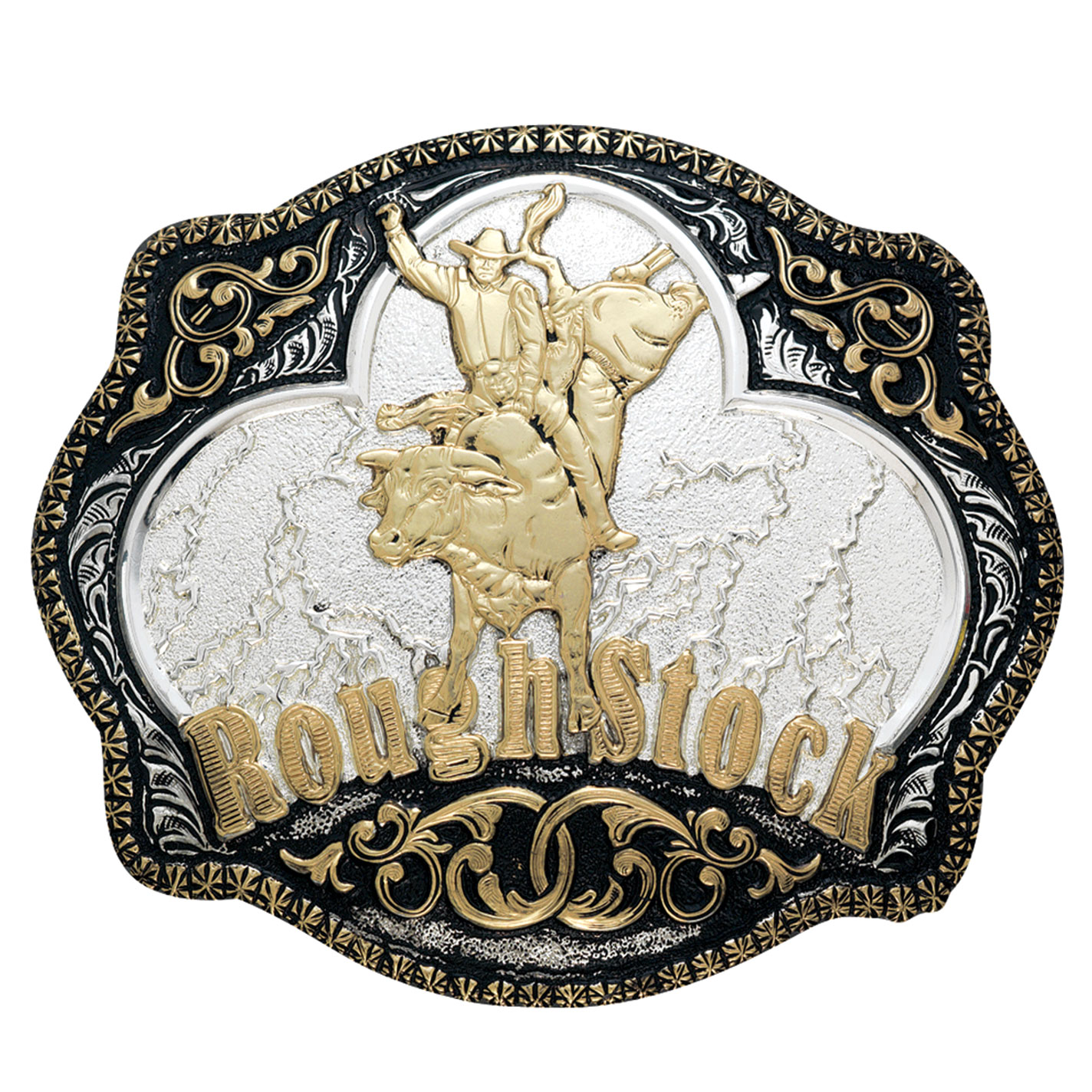 Crumrine Silver Gold Rough Stock Scallop Buckle - Image 1