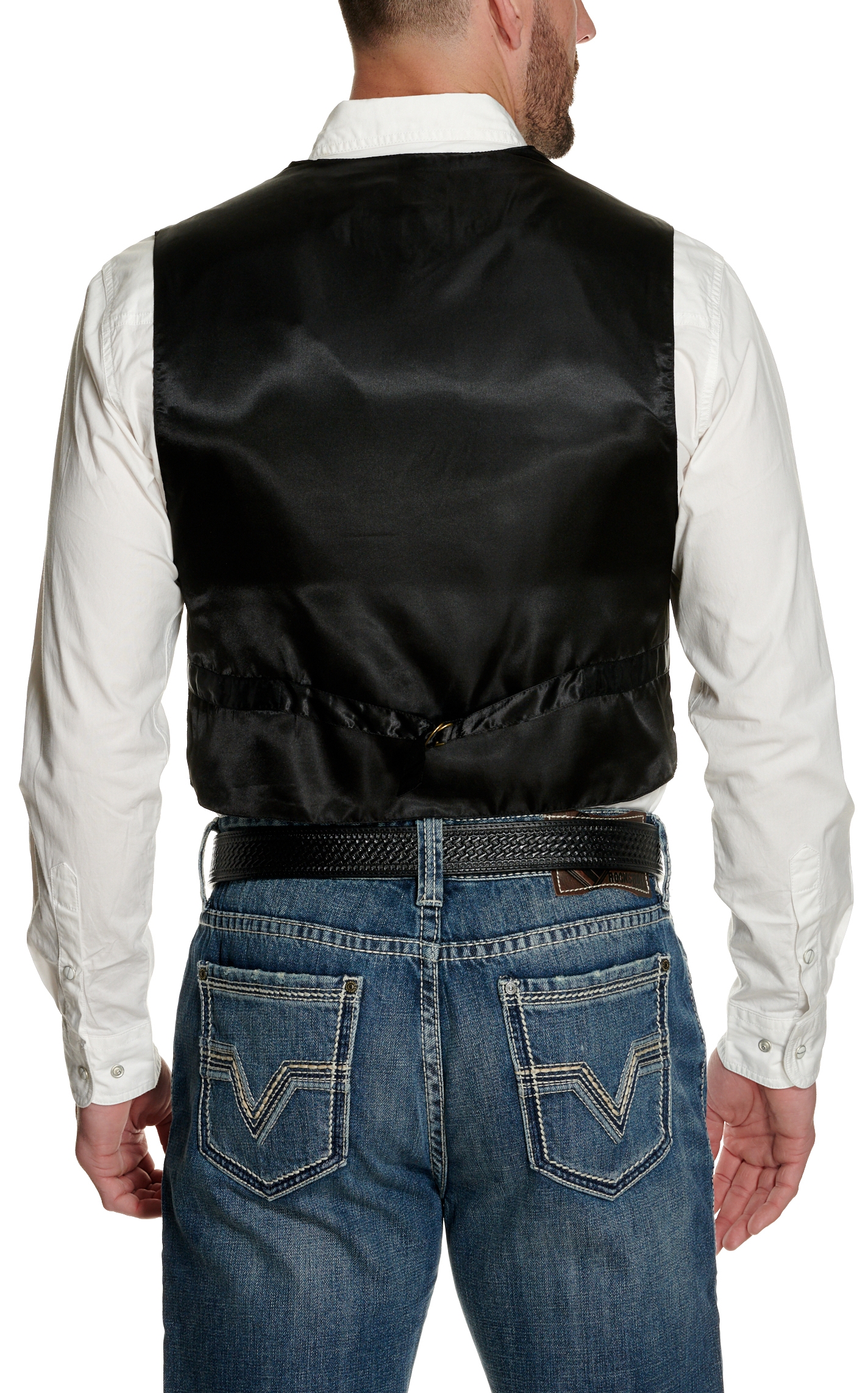 Scully Black Suede Satin Back Vest - Image 1