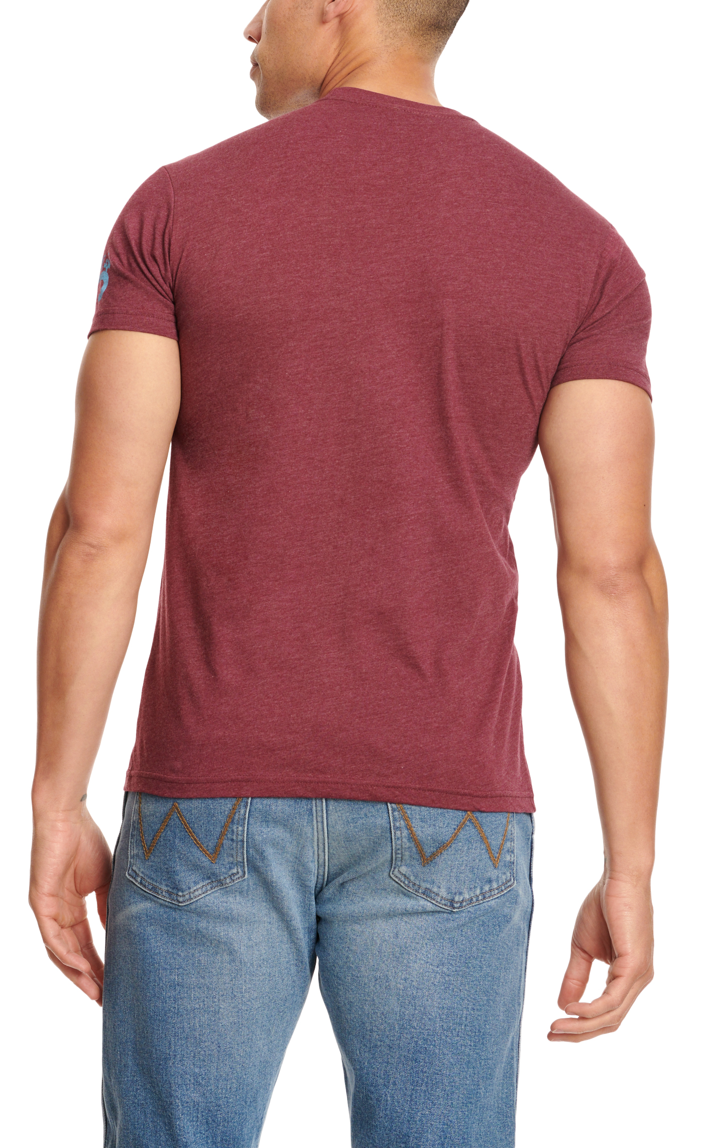 Lazy J Men's Maroon Circular Bull Logo Graphic Short Sleeve T-Shirt - Image 1