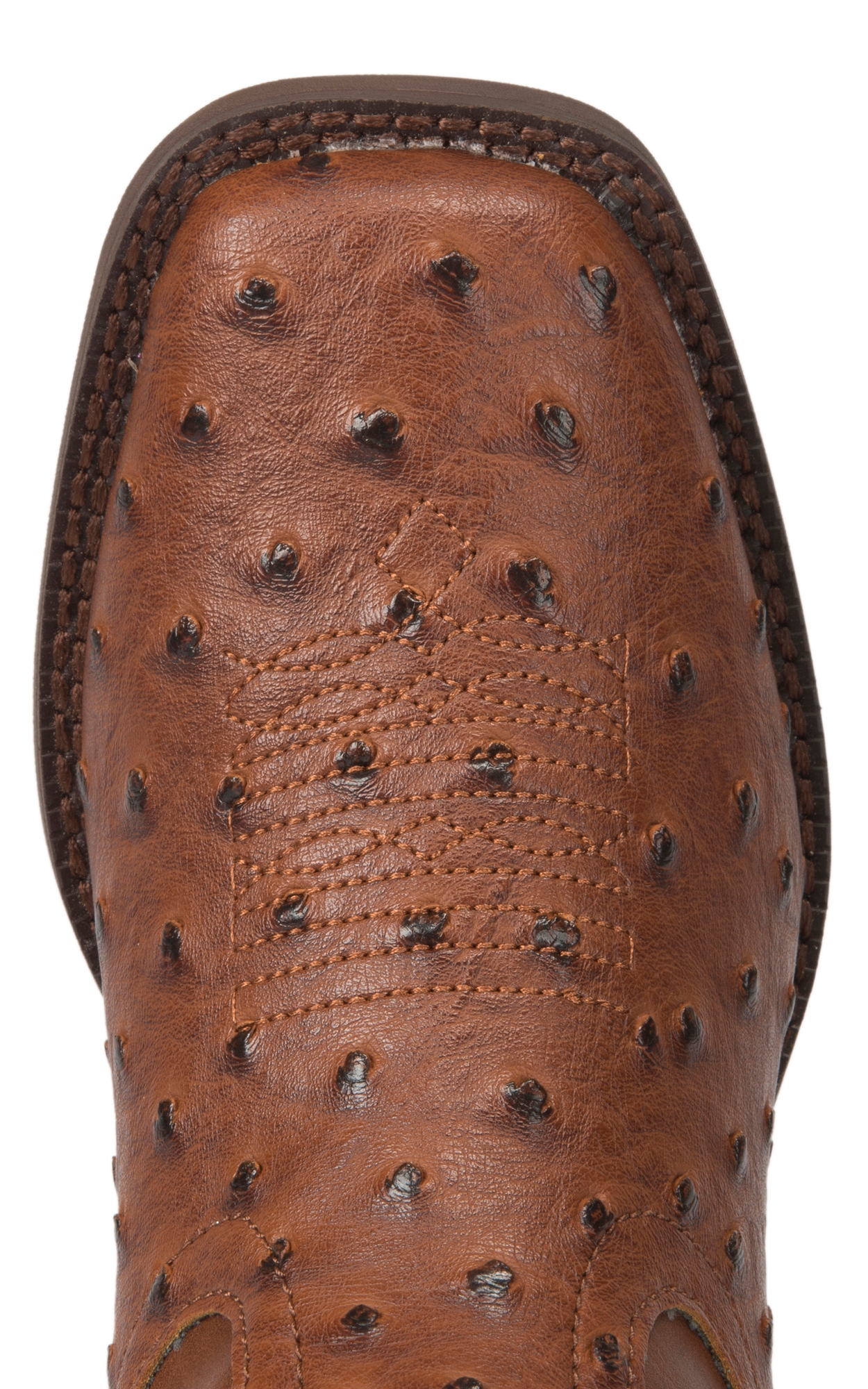 Roper Youth Brown Ostrich Print Square Toe Cowboy Boots - Image 1