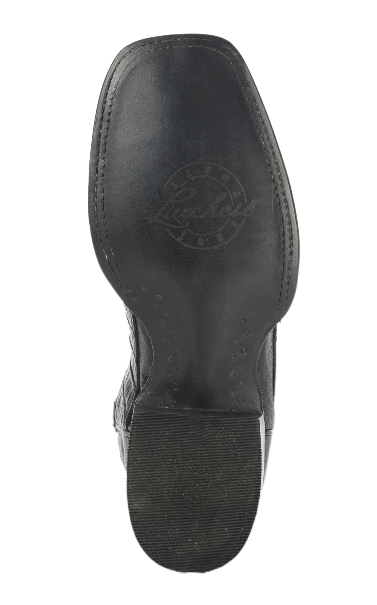 Lucchese Men's 1883 Black Caiman Belly Tail Square Toe Exotic Cowboy Boots - Image 1
