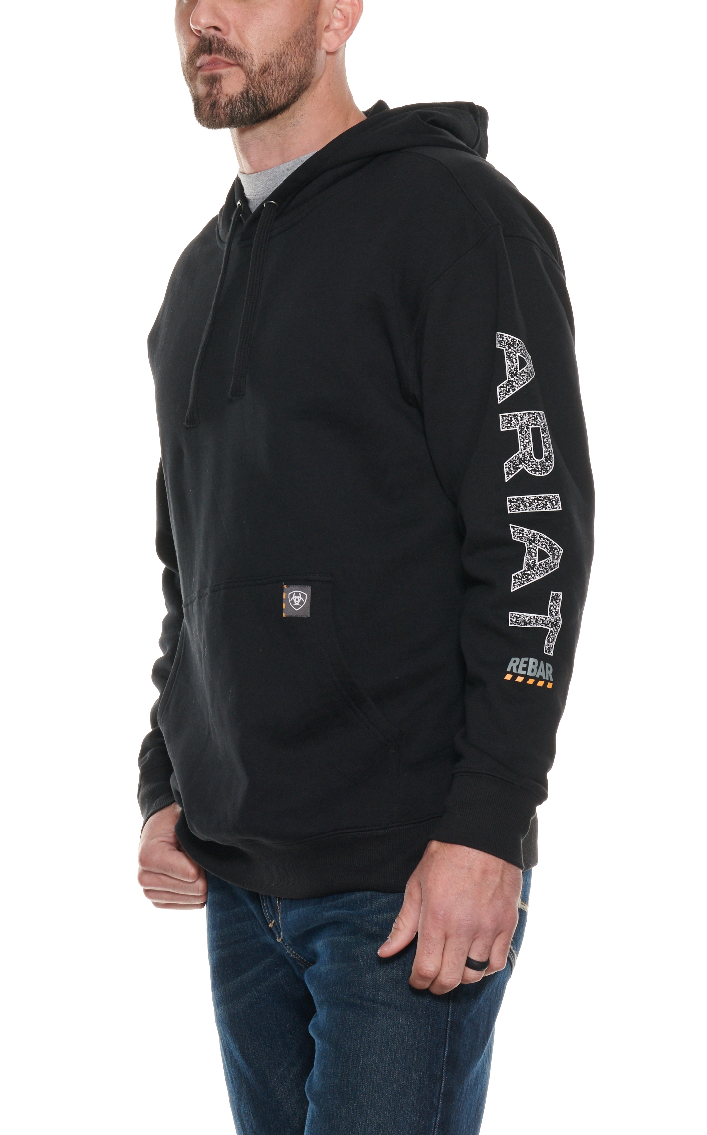 Ariat Rebar Men's Black and Orange Roughneck Hoodie - Image 1