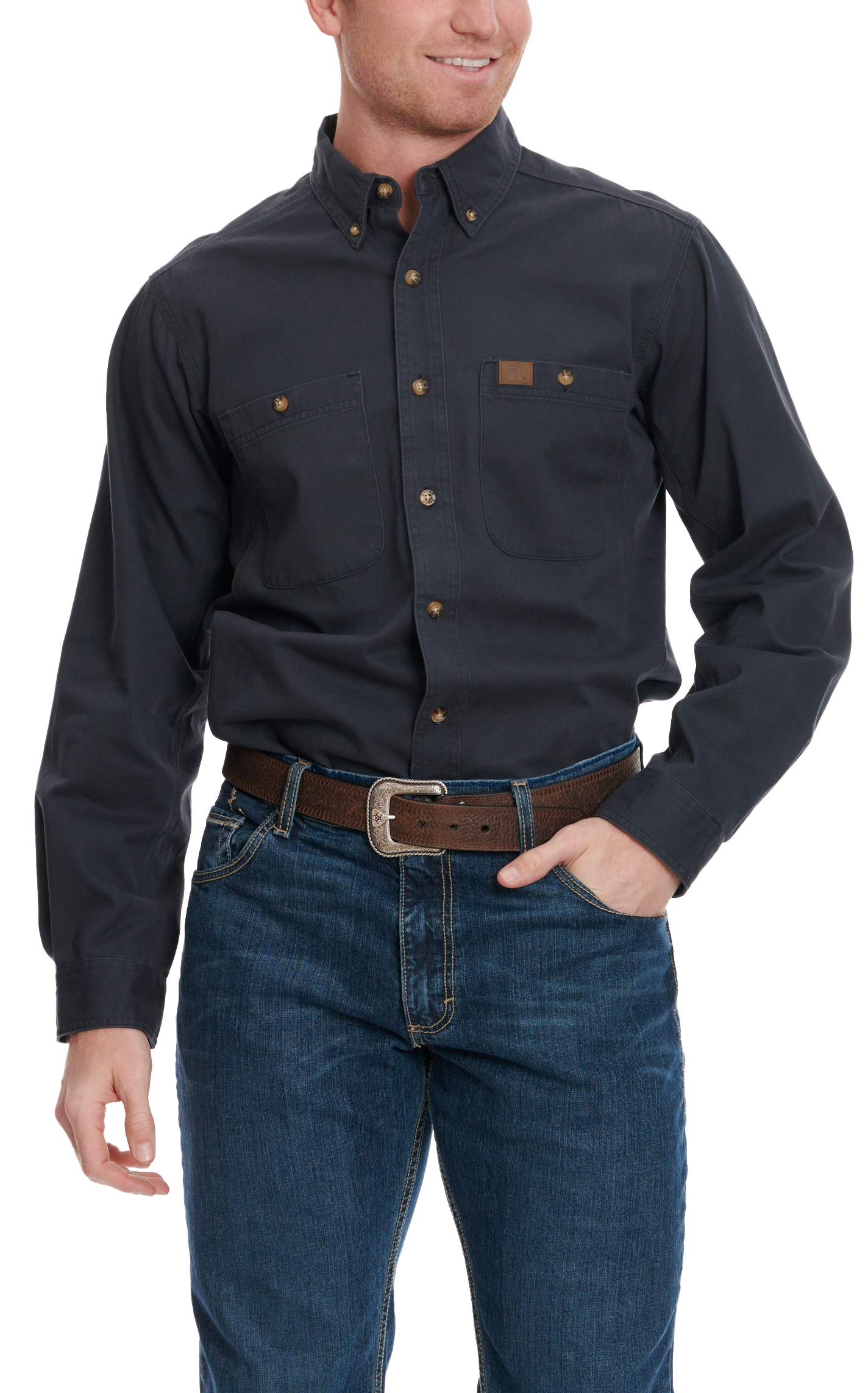 RIGGS by Wrangler Men's Dark Navy Long Sleeve Work Performance Shirt - Image 3