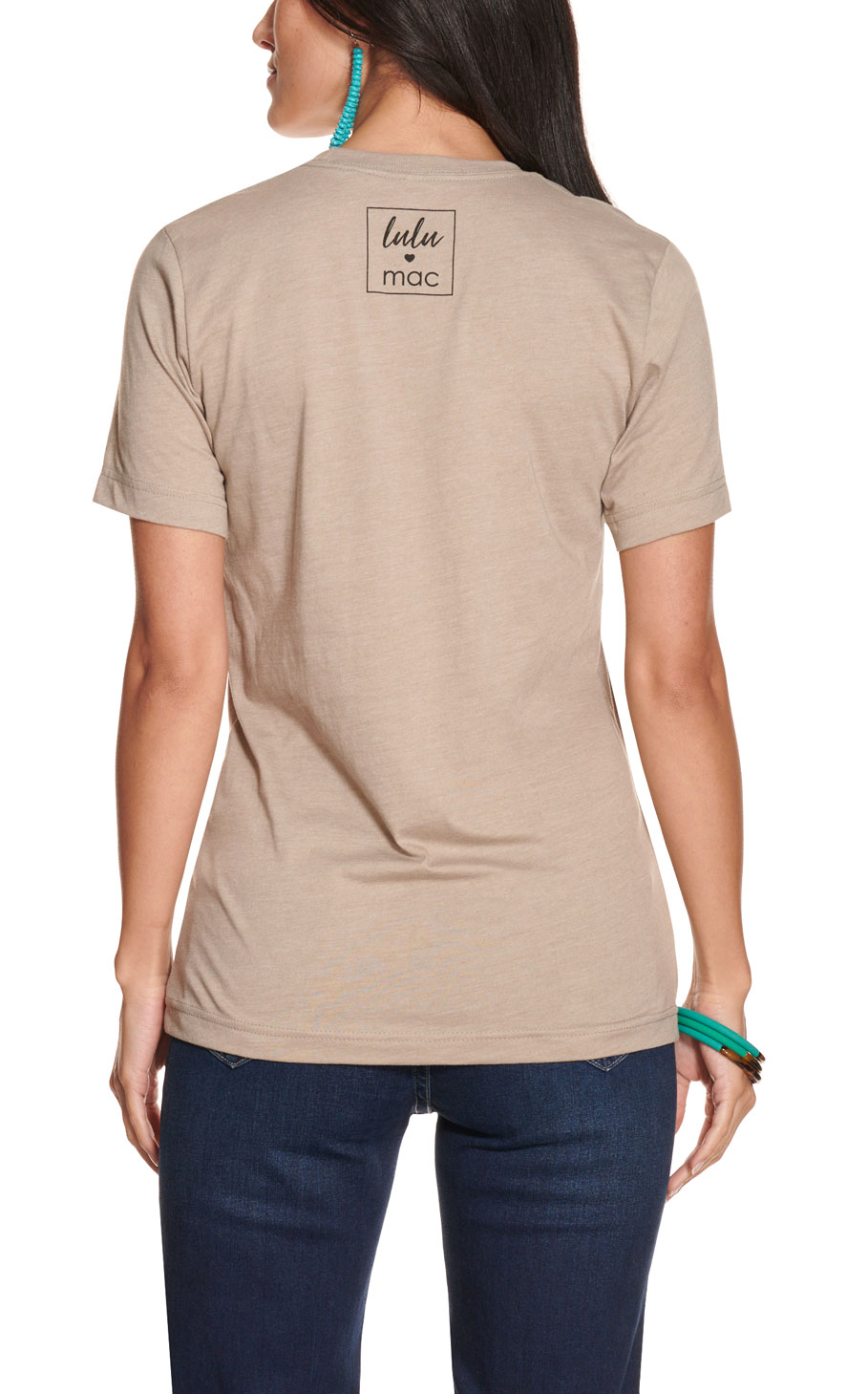 LuLu Mac Women's Taupe with Skull Howdy Graphic Front Short Sleeve T-Shirt - Image 1