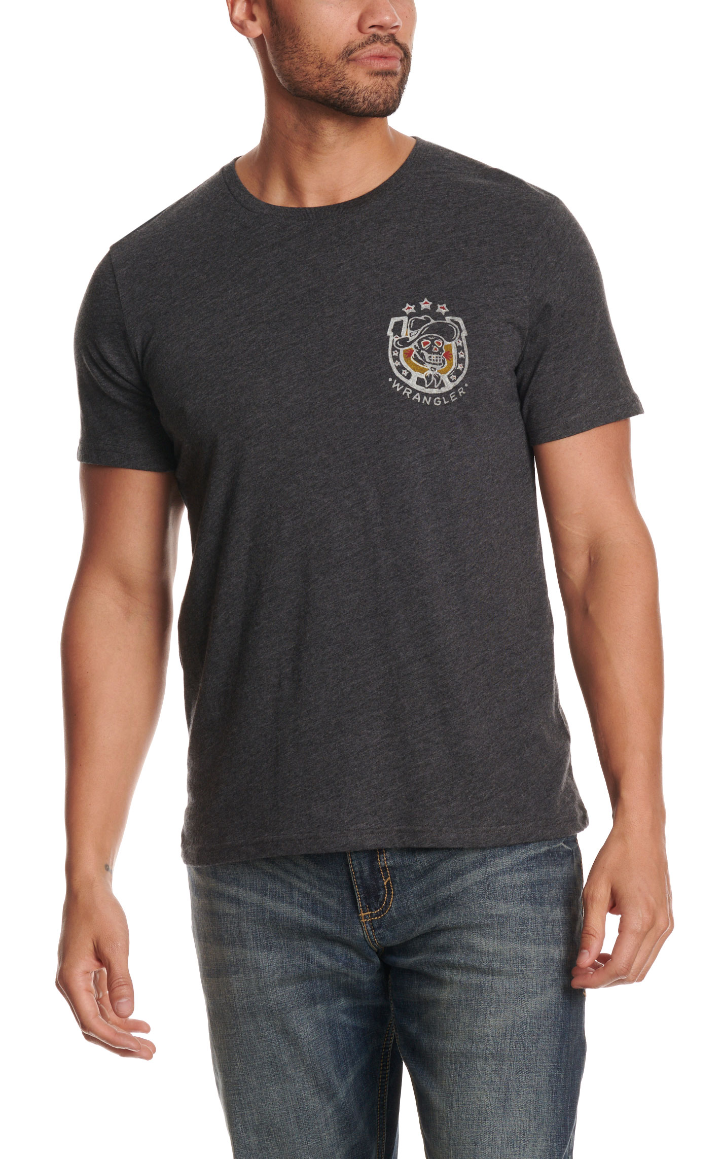 Wrangler Men's Charcoal Skull Graphic T-Shirt - Image 1