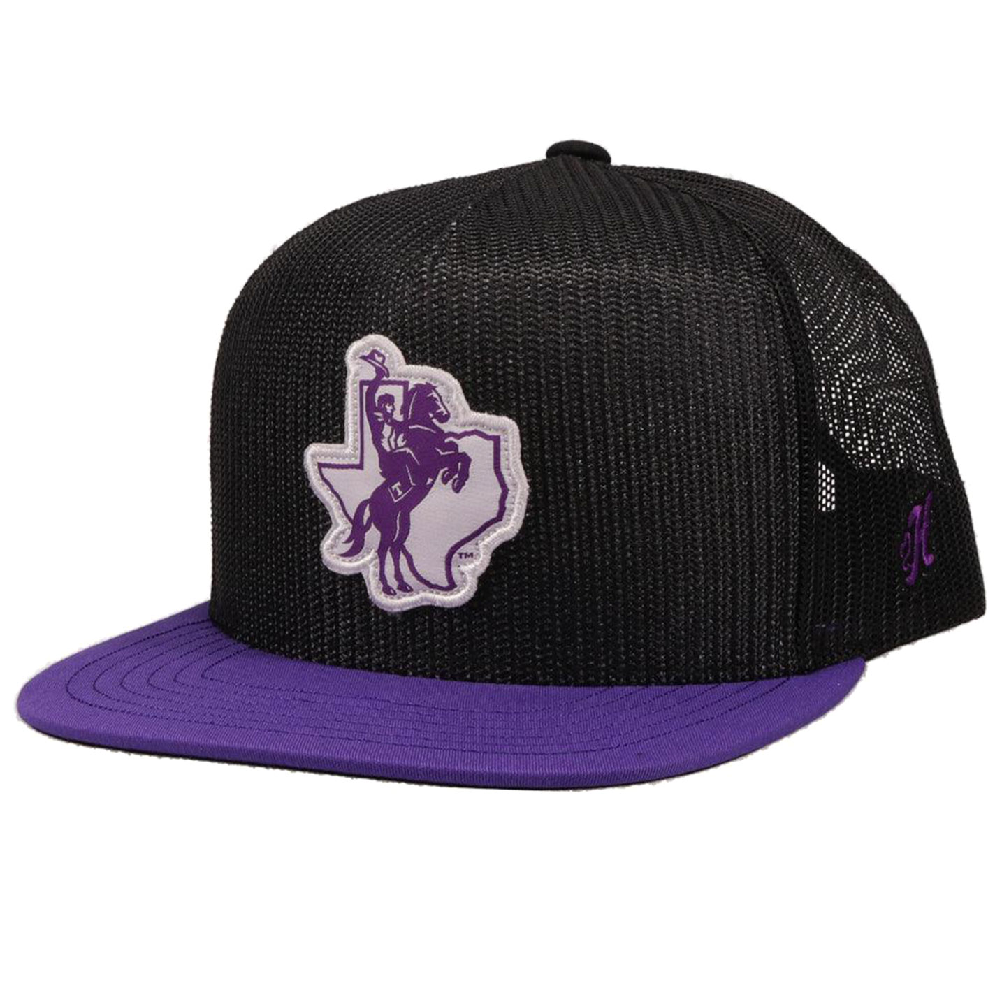 Hooey Collegiate Collection Black & Purple TSU Mascot Patch Flat Bill Cap - Image 1
