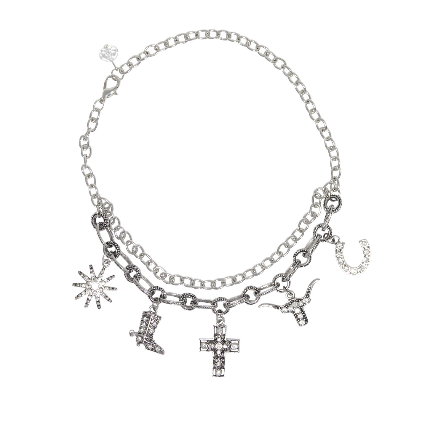 Rockin' C Silver Western Bling Charms Boot Chain - Image 1