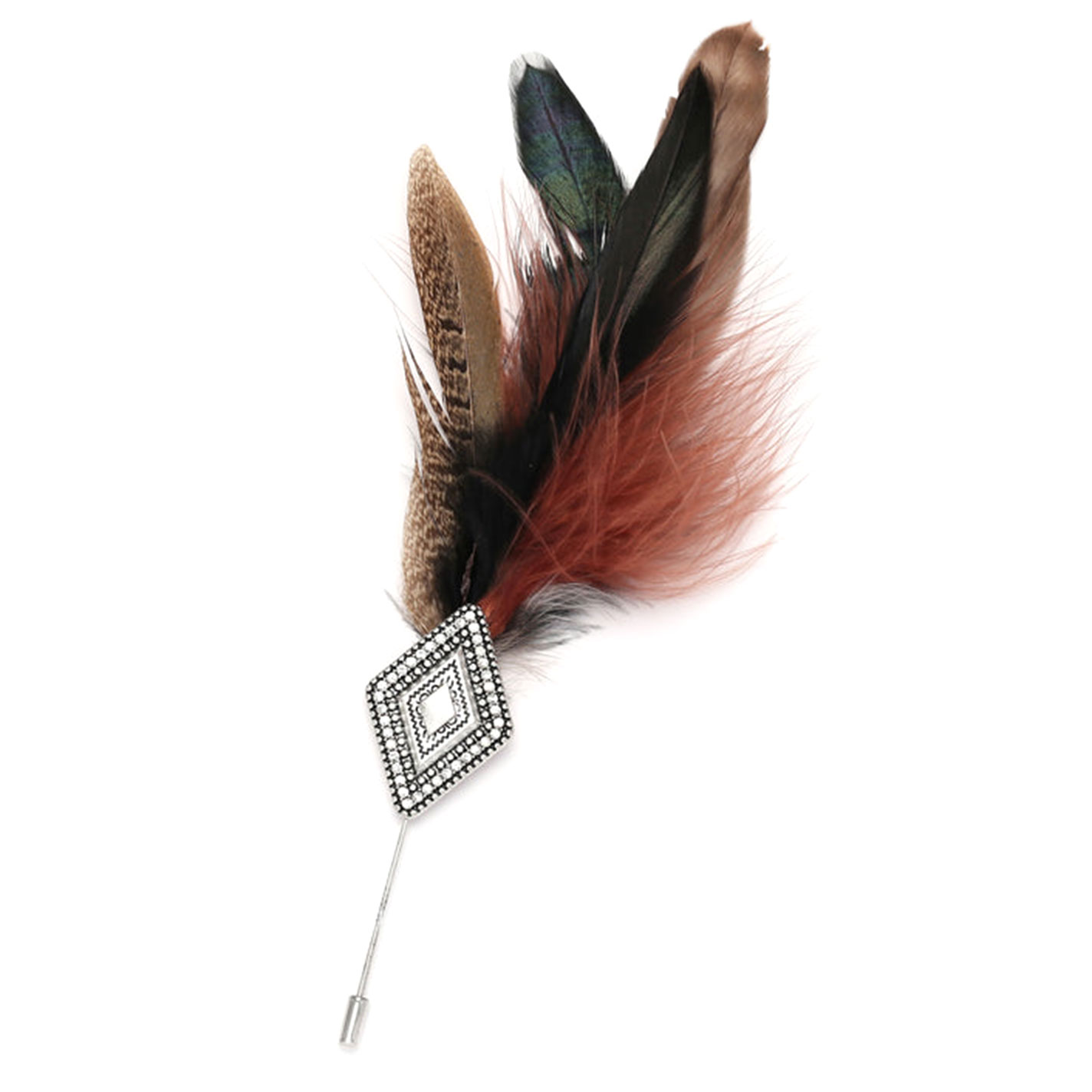 Cowgirl Confetti Desert Light Feather & Silver Concho Hat Pin - Image 2