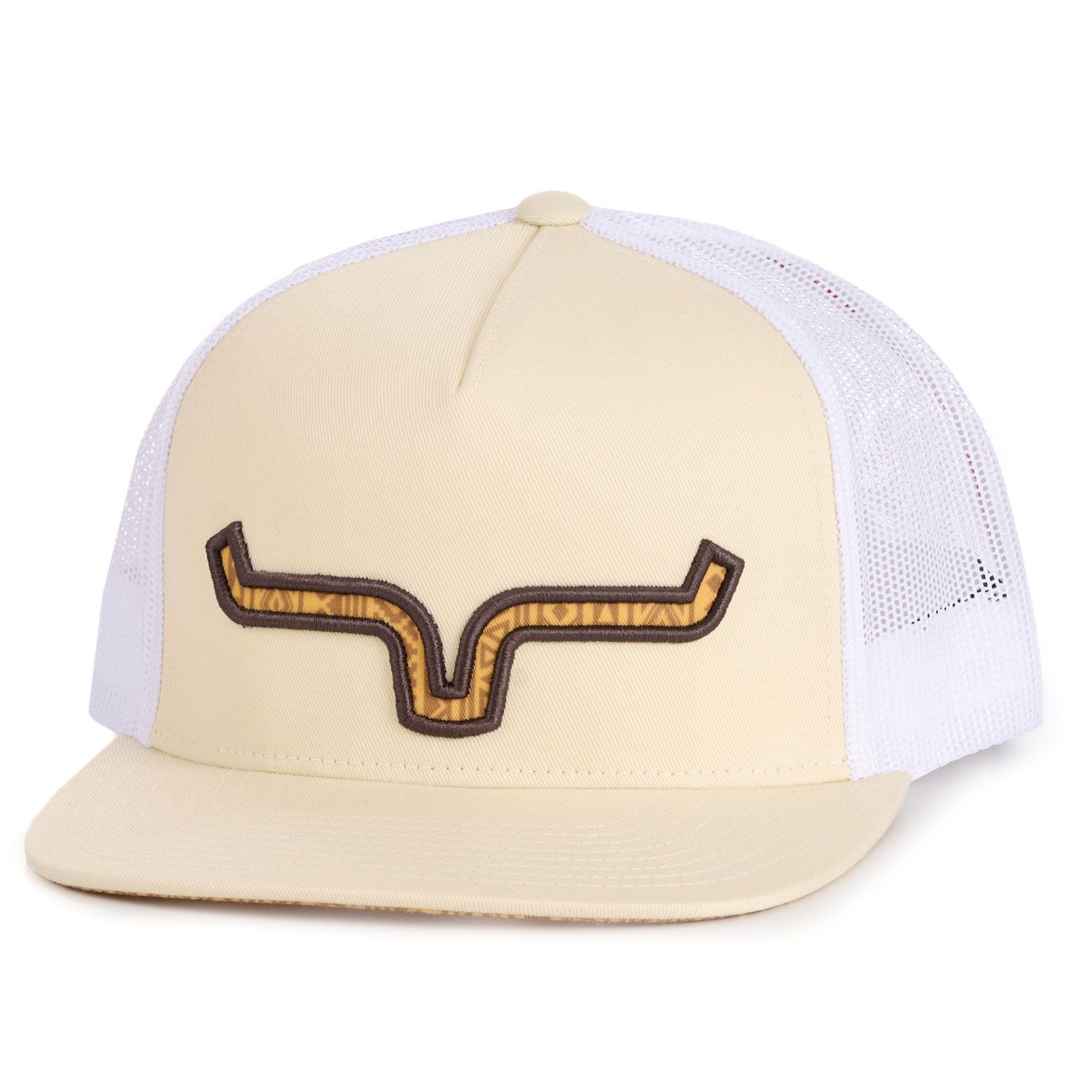 Kimes Ranch Men's Bone & Chocolate Aztec Logo Patch Cap - Image 1