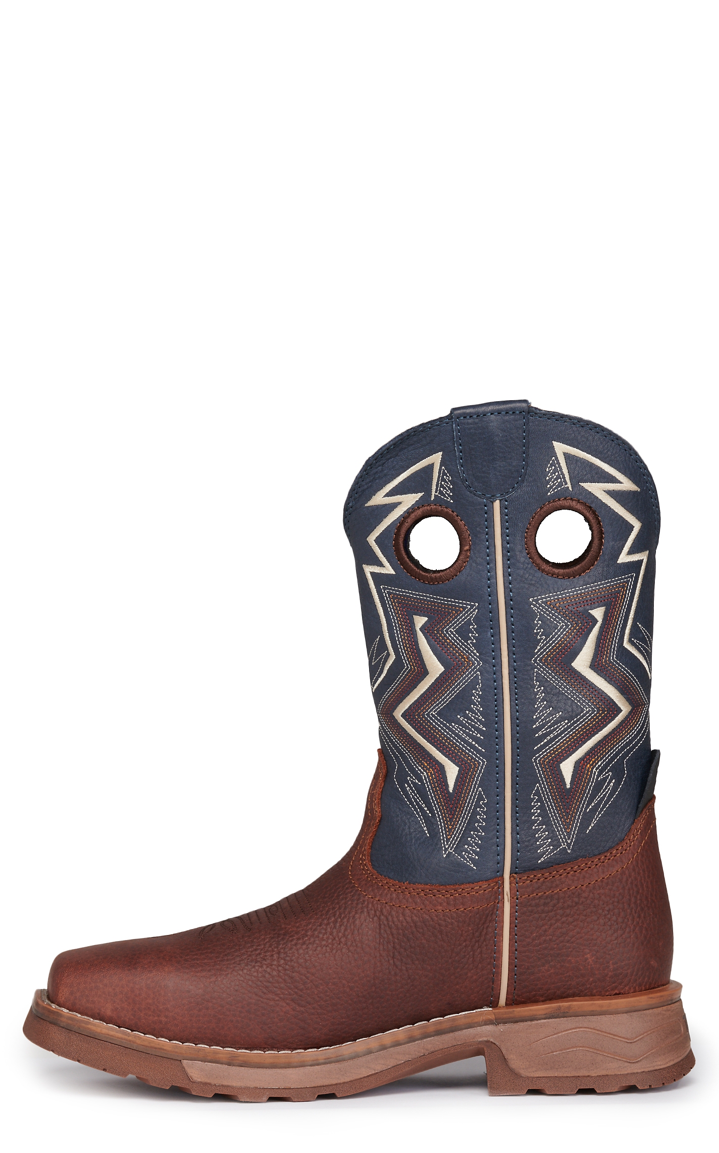 Tony Lama Men's Brown and Blue Square Toe Work Boots - Image 1