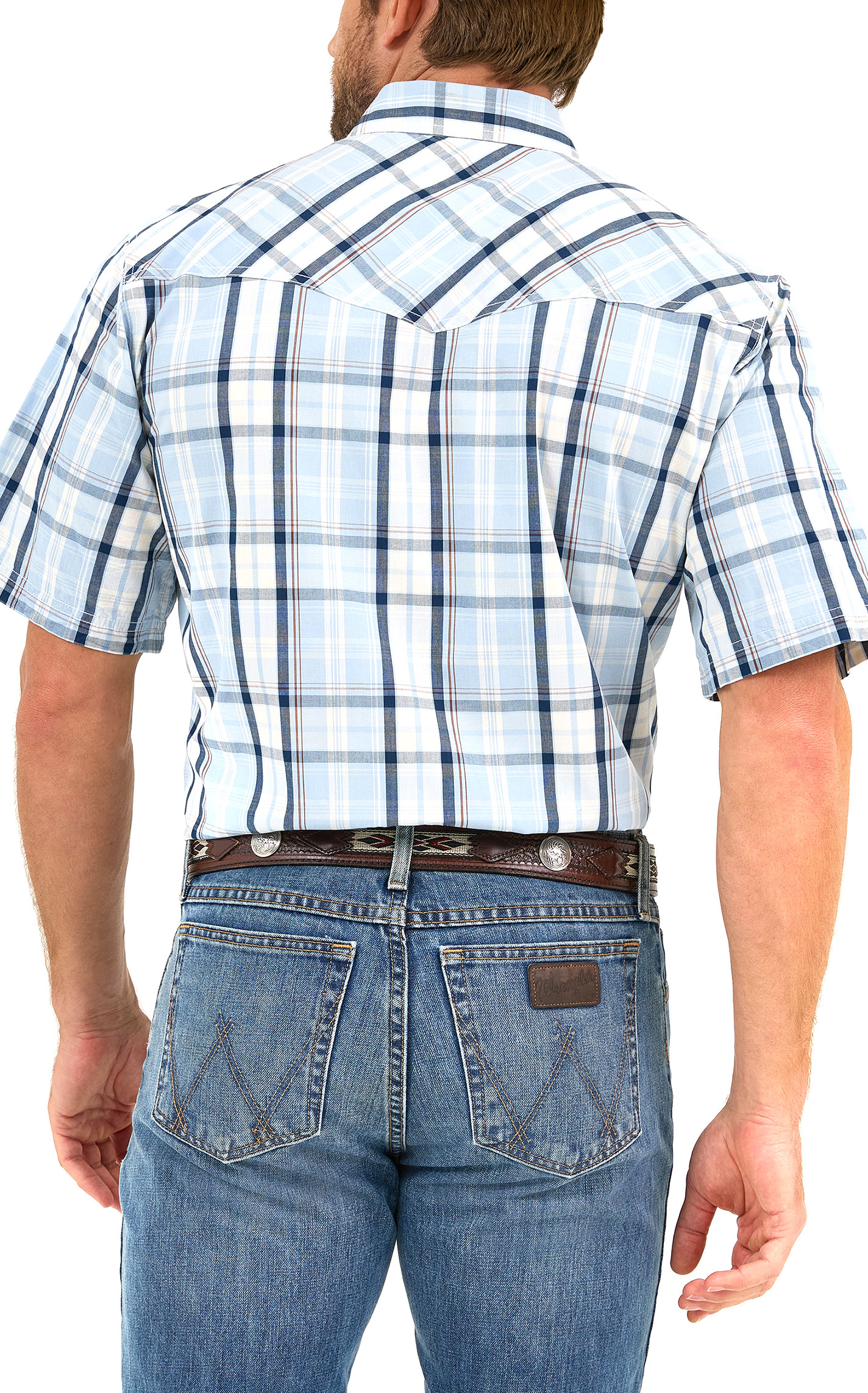 Wrangler Men's 20X Cornflower Plaid Western Shirt - Image 1