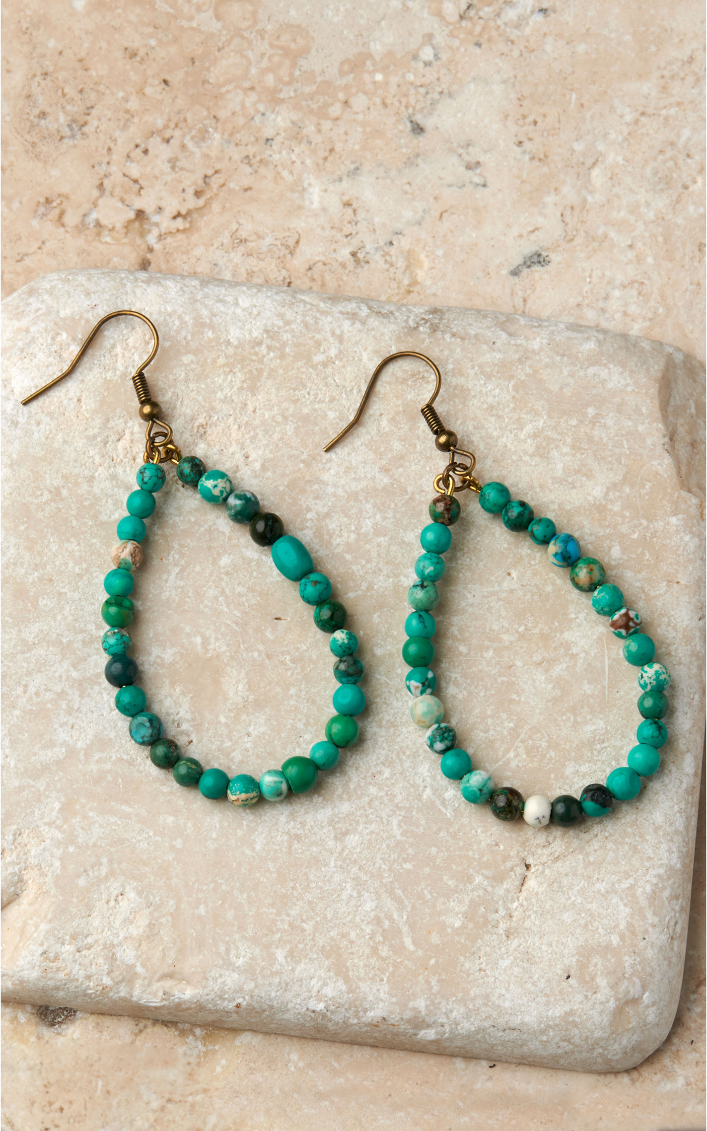 Rockin' C Women's Turquoise Beaded Open Teardrop Earrings - Image 1