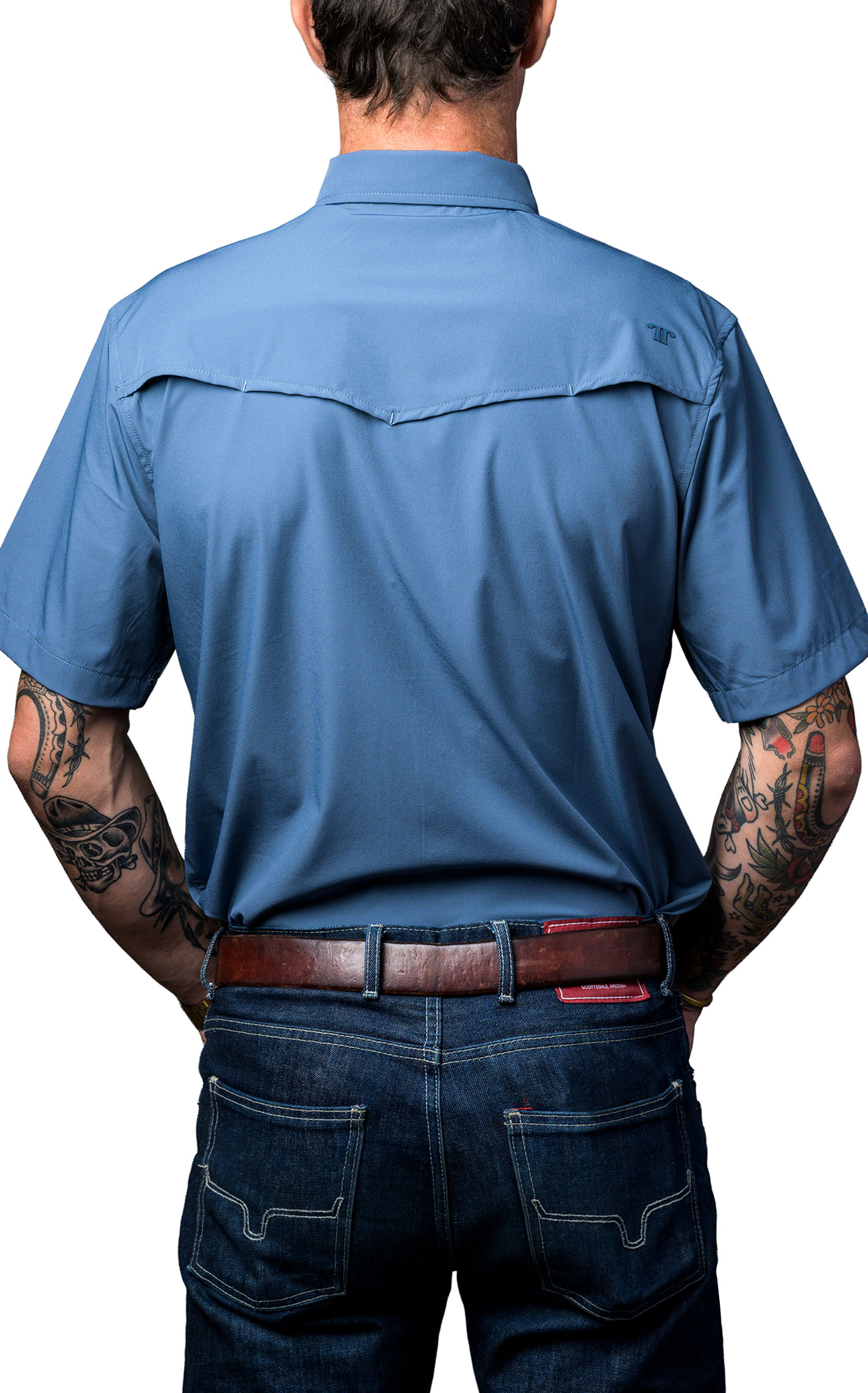 Ferrell Men's Blue Short Sleeve Western Shirt - Image 2