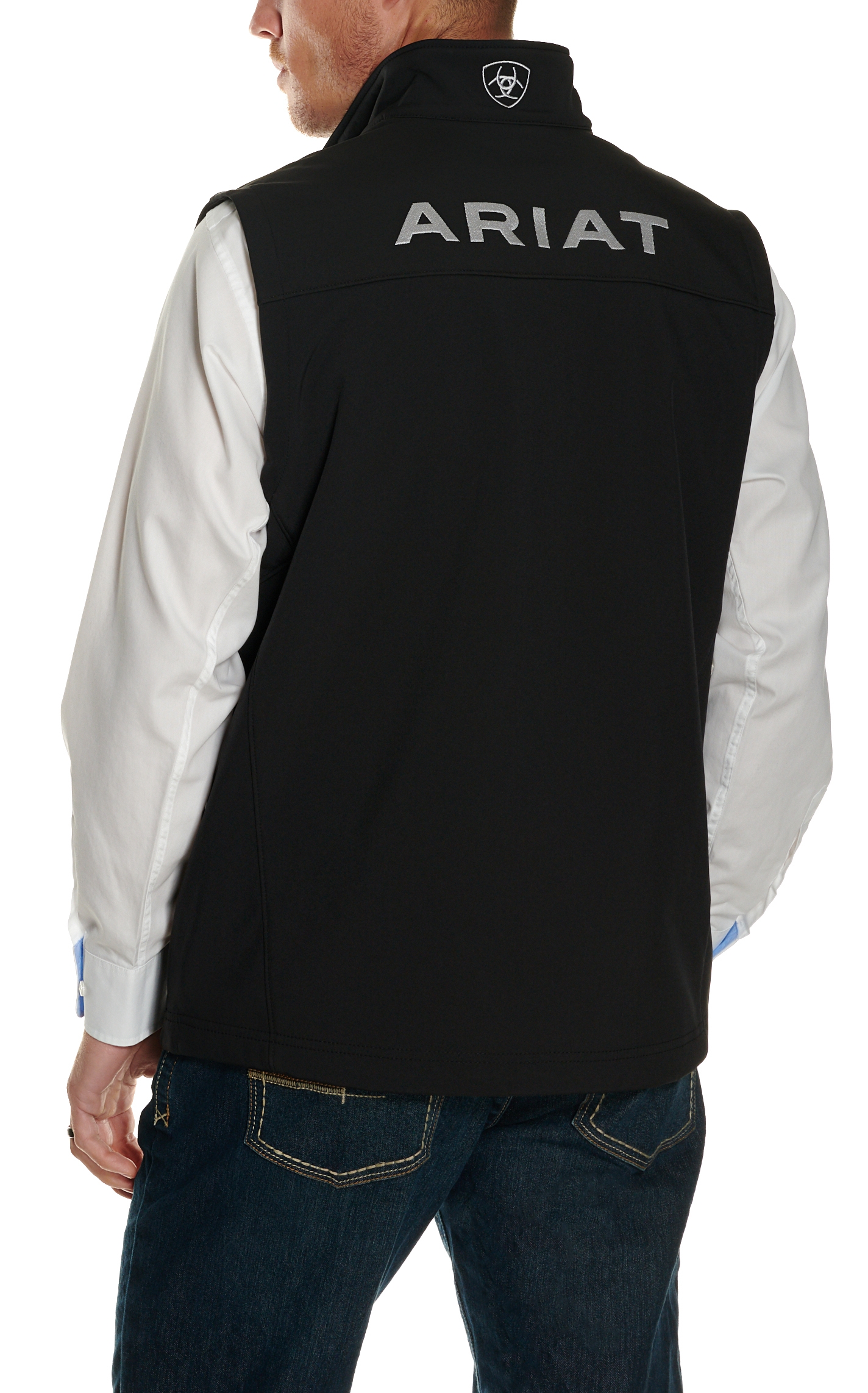 Ariat Men's Black Logo Softshell Vest - Image 1