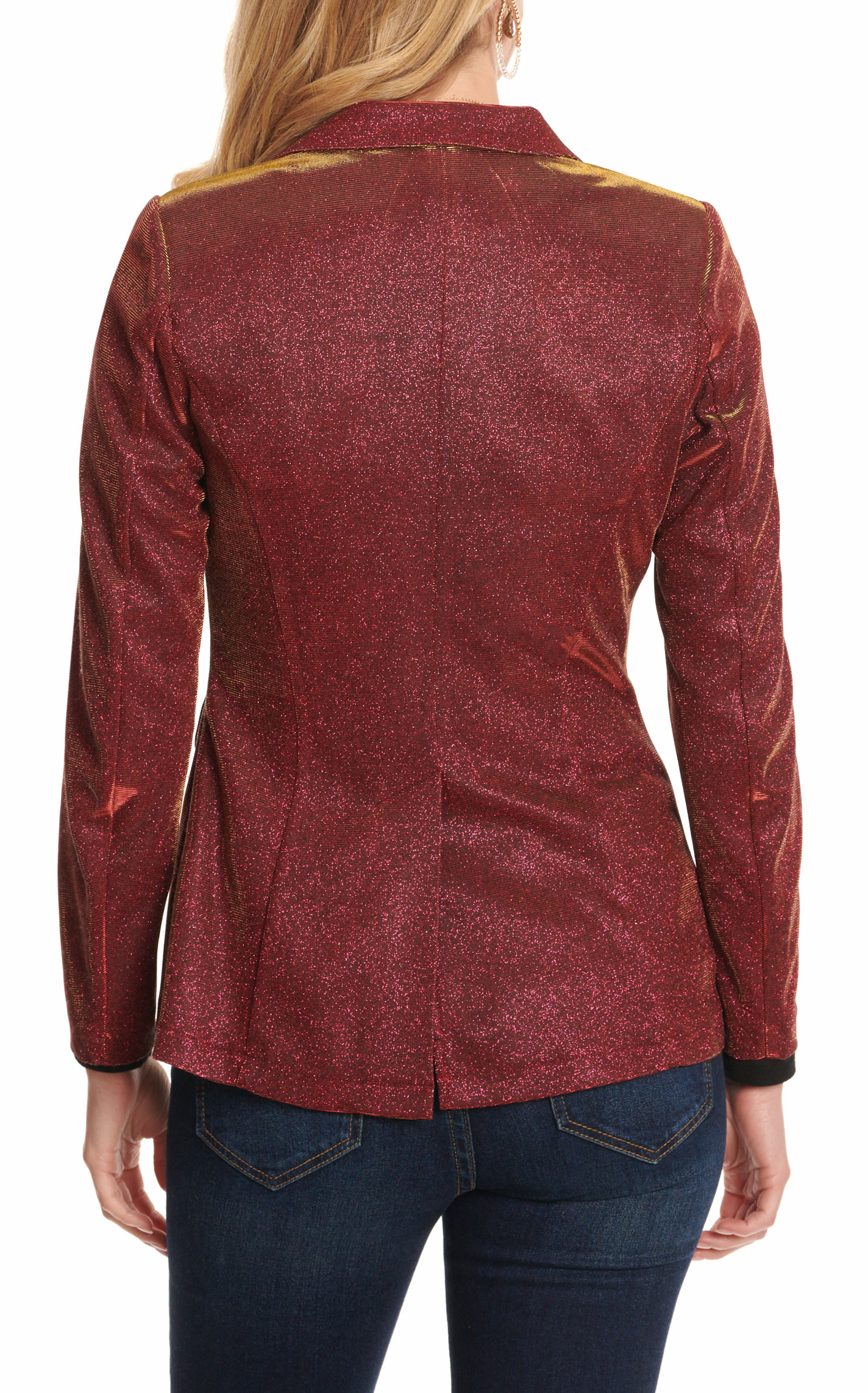 Rock & Roll Denim Red Iridescent Blazer Jacket - Image 1