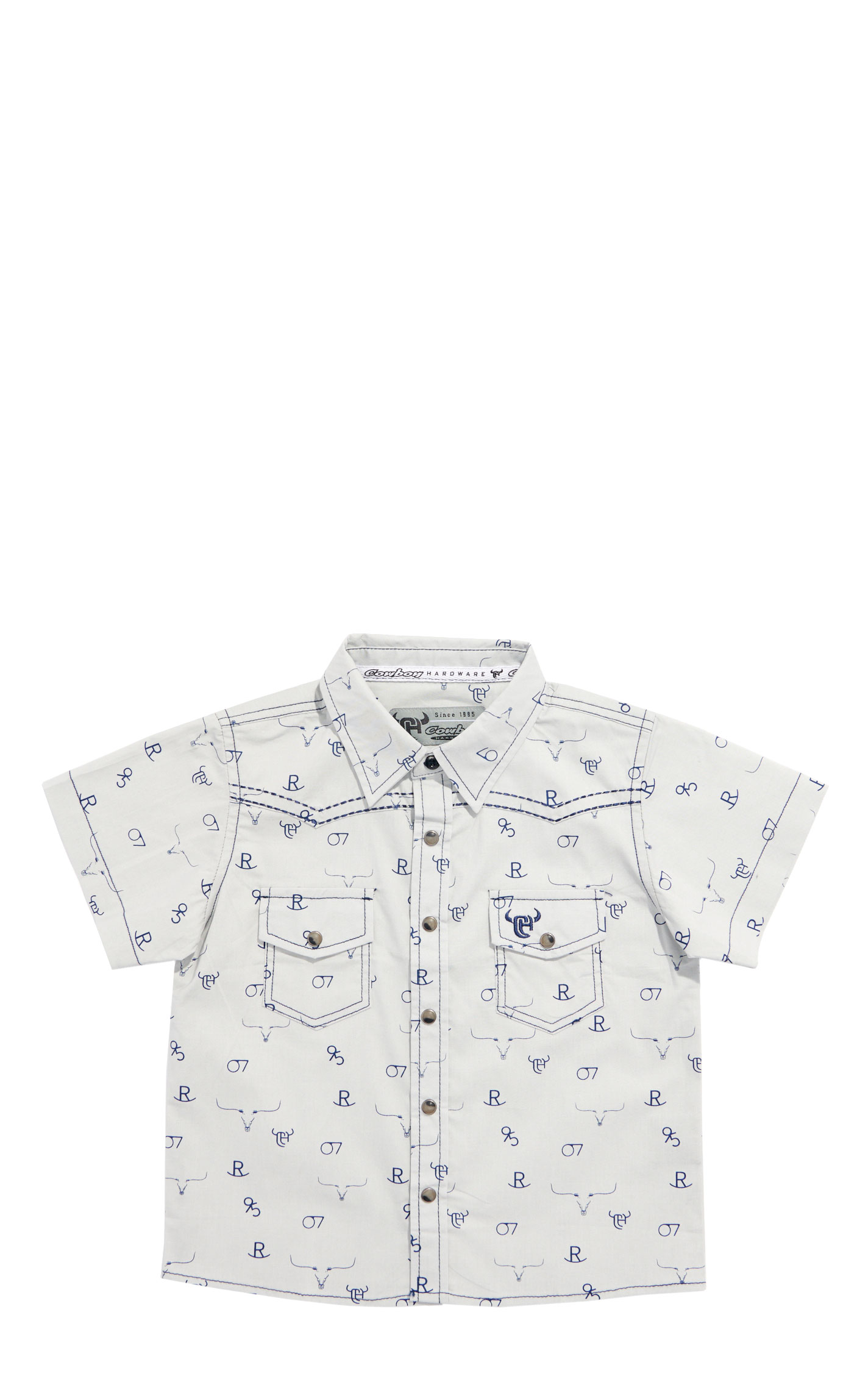 Cowboy Hardware Toddler Boy's Light Gray Branding Irons Pearl Snap Shirt - Image 1