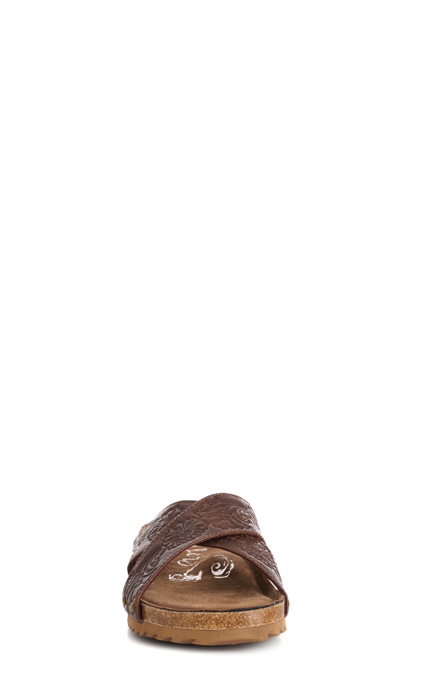 Very G Women's Brown Jaycee Embossed Faux Leather Slip-on Sandals - Image 1