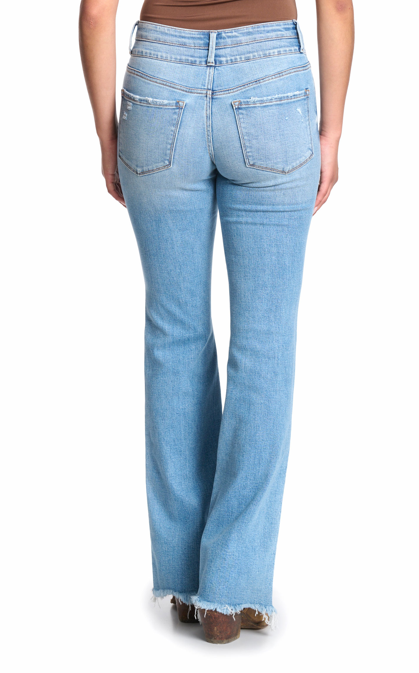 Vervet Women's Light Wash Distressed Boot Cut Jeans - Image 1