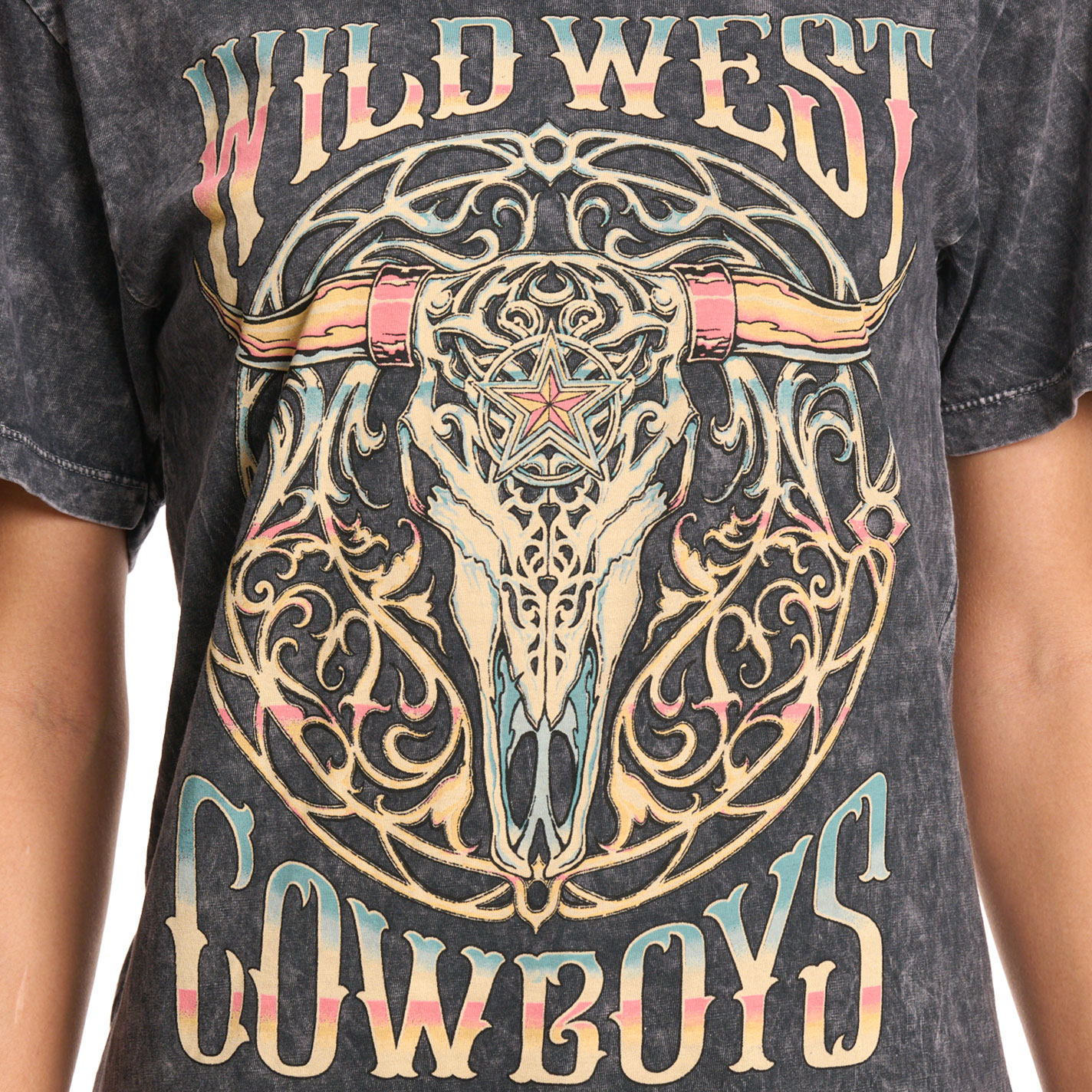 Lotus Fashion Women's Black Wild West Graphic T-Shirt - Image 2