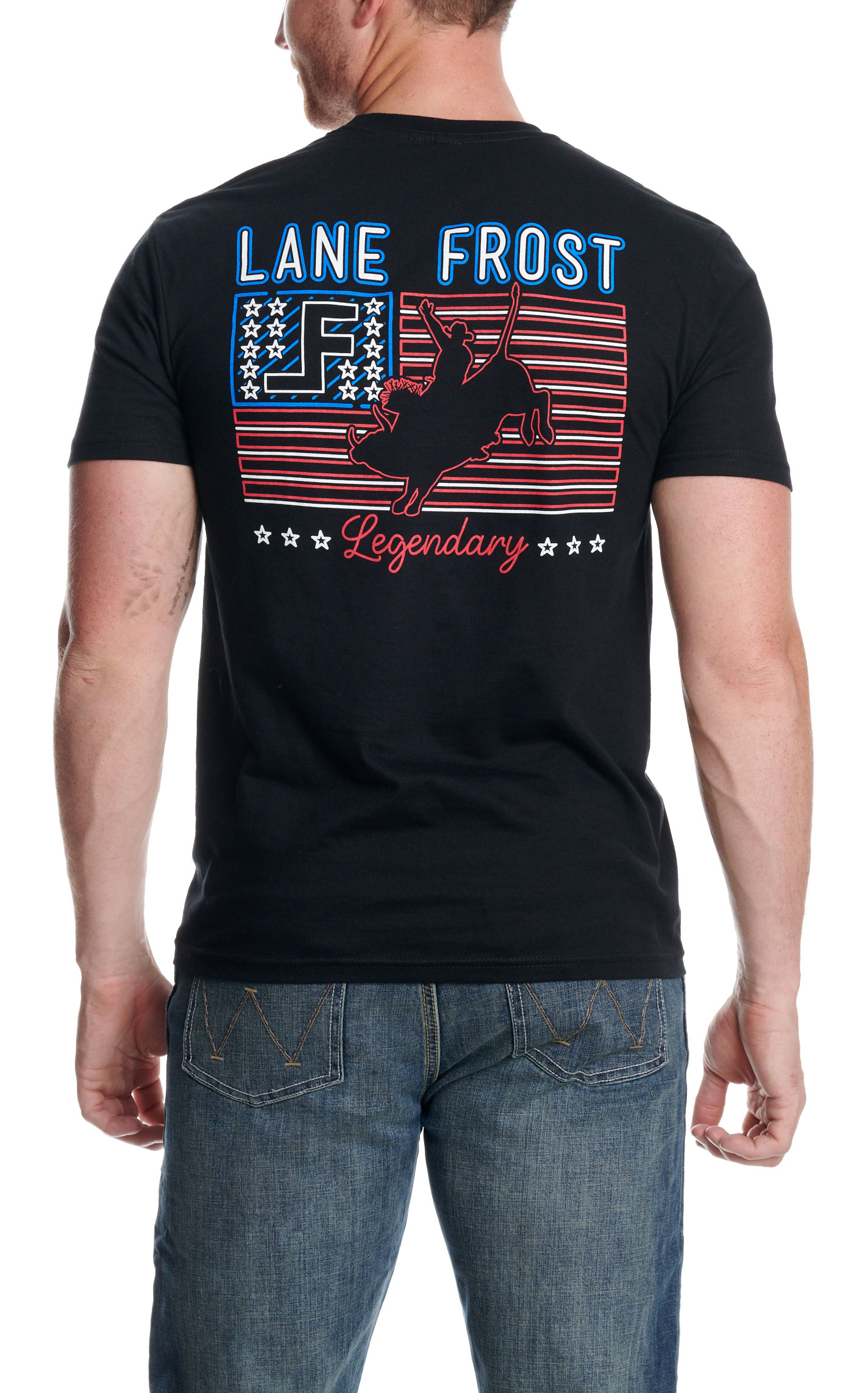 Lane Frost Men's Neon Patriot Graphic T-Shirt - Image 2