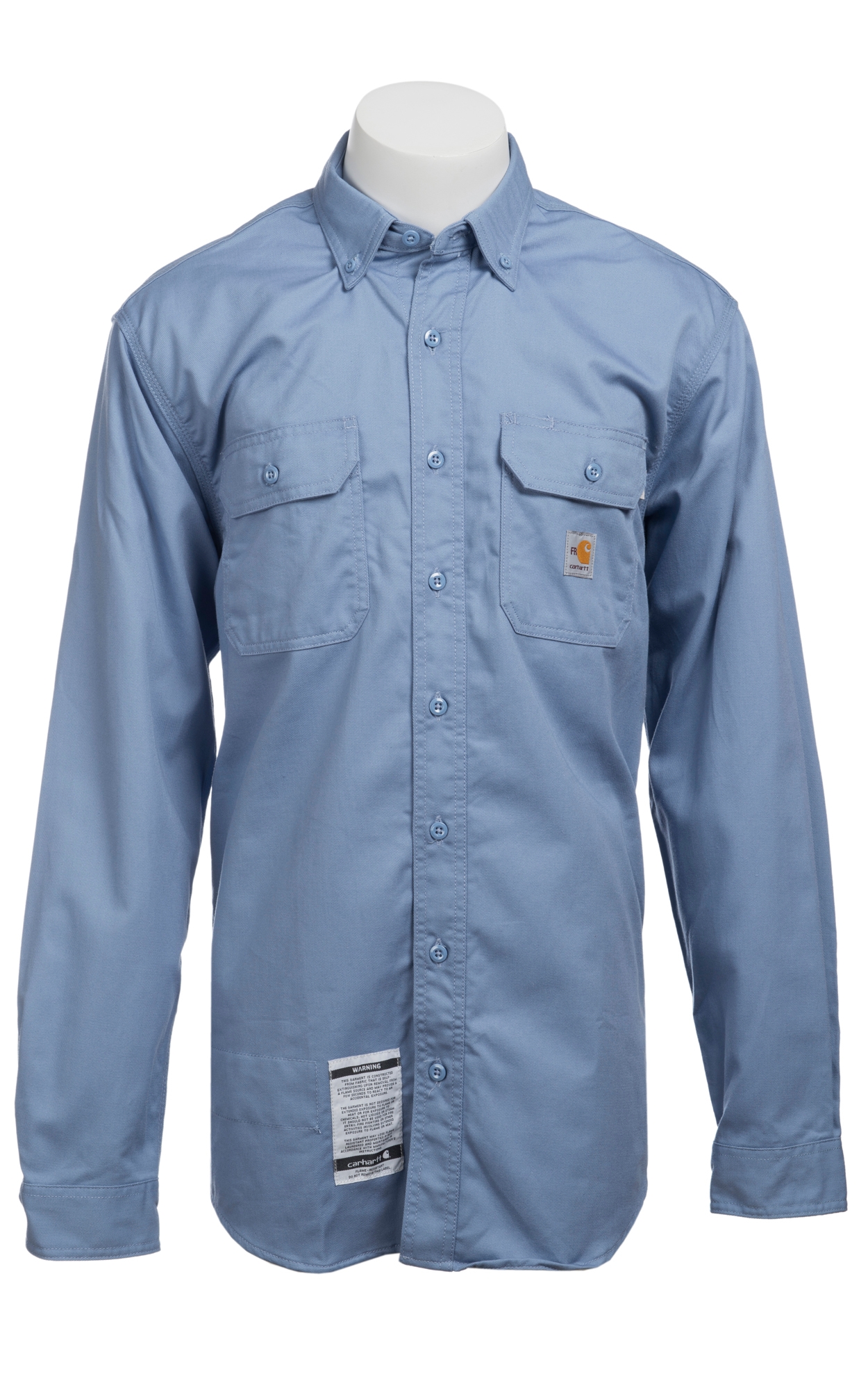 Carhartt Flame Resistant Medium Blue Twill Work Shirt - Image 1