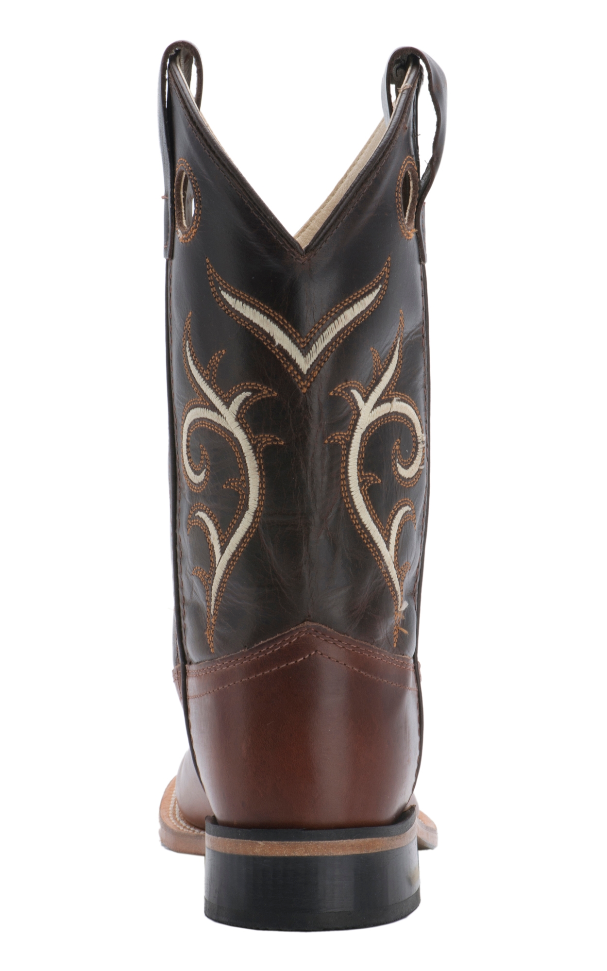 Old West Kids Brown and Dark Brown Corona Calf Leather Square Toe Cowboy Boots - Image 1