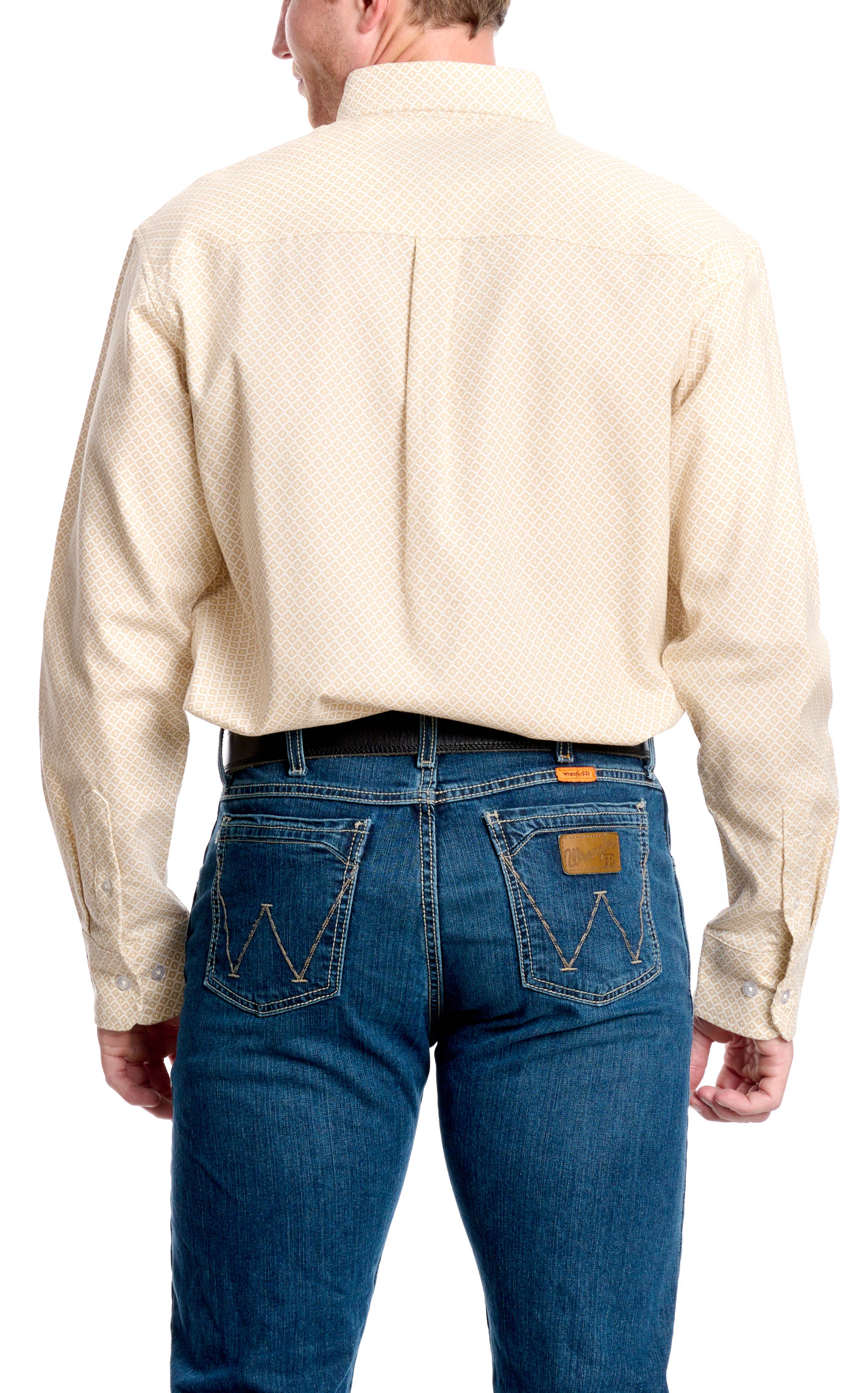 Wrangler Men's FR Khaki Geo Print Western Work Shirt - Big & Tall Sizes - Image 1