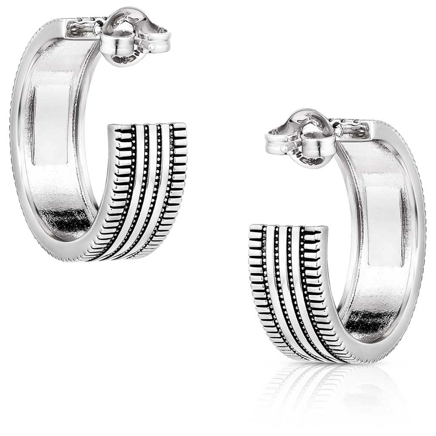 Montana Silversmiths Silver Turquoise Sky Hoop Earrings - Image 3
