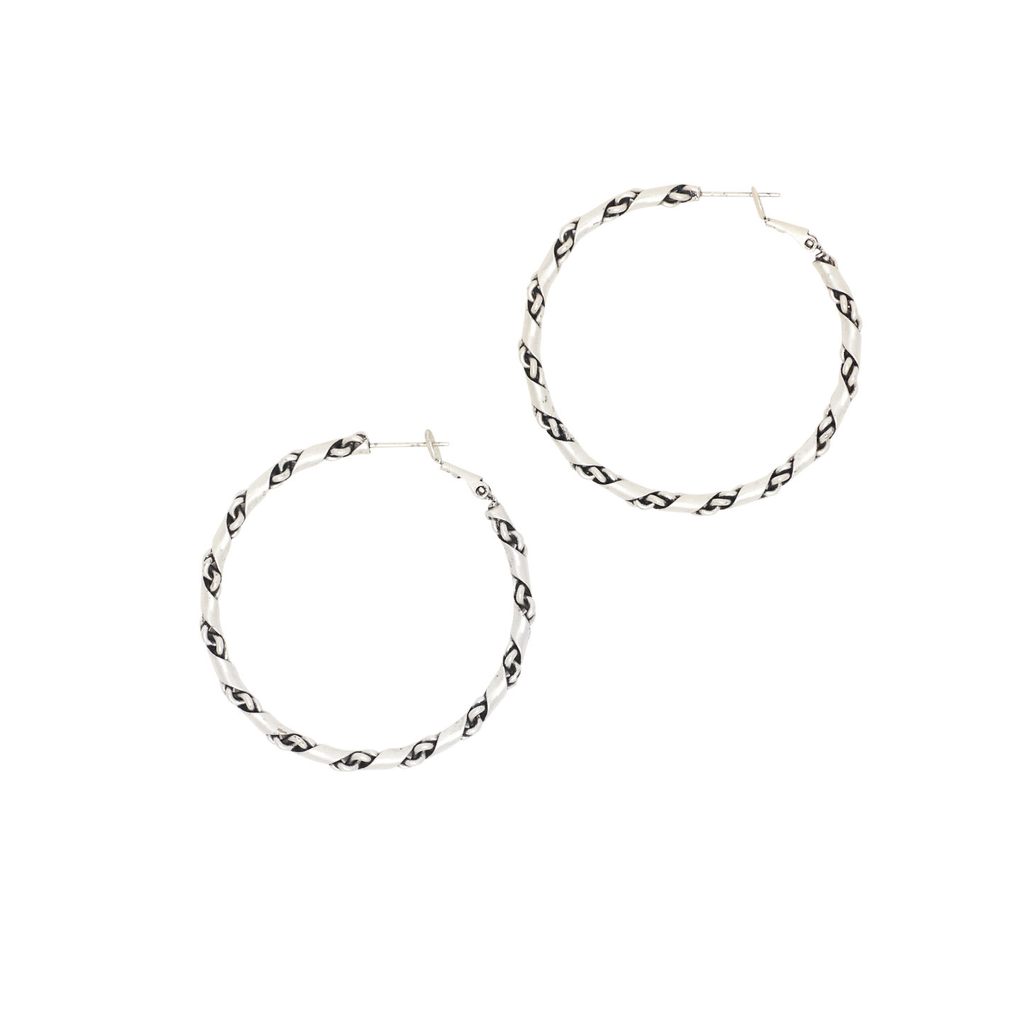 806 Silver Rope Hoop Earrings - Image 1