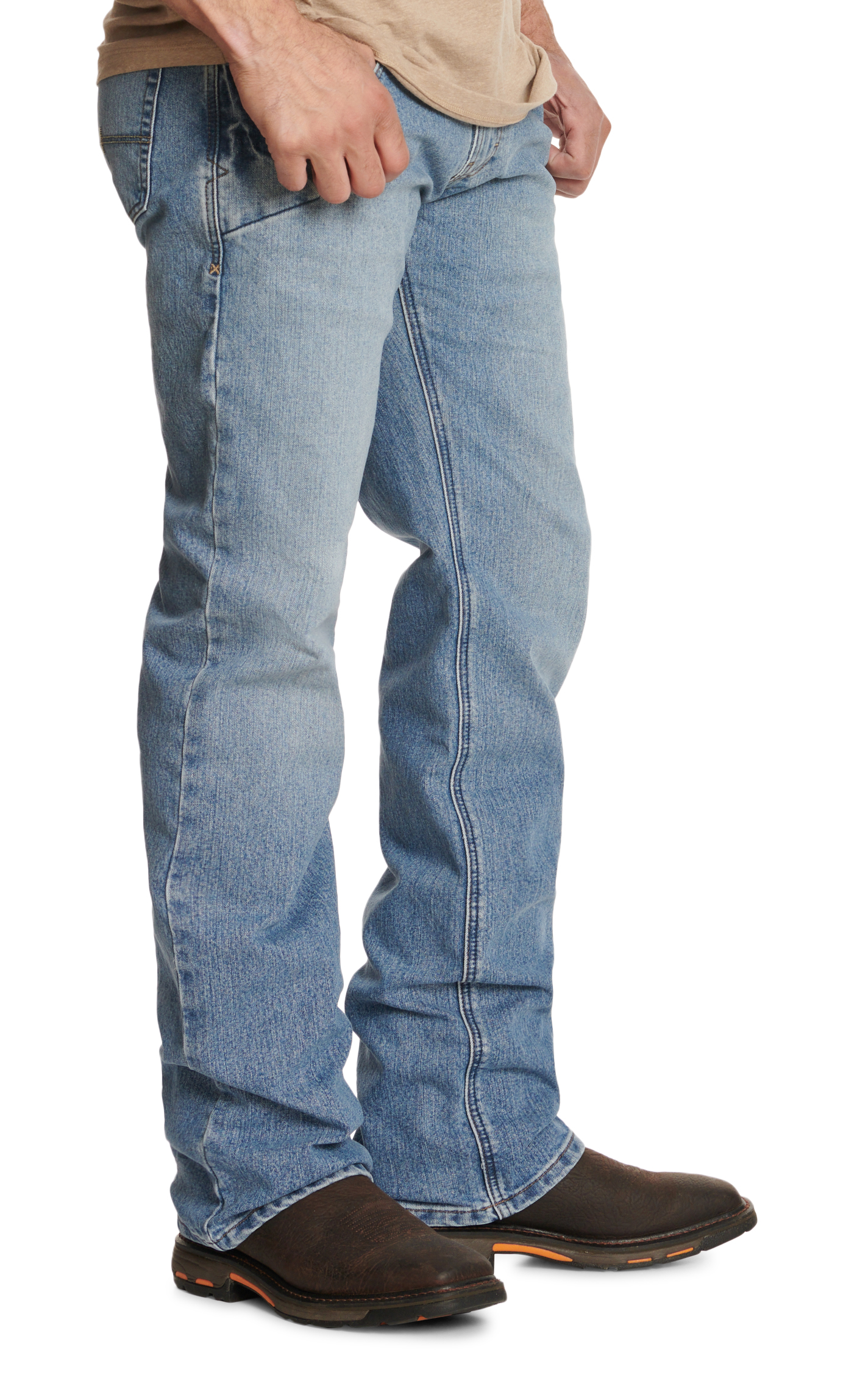 Ariat Men's Rebar M4 Light Wash Dura Stretch Boot Cut Work Jeans  - Image 4