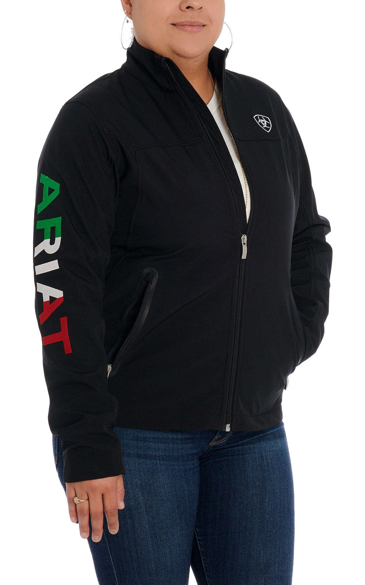 Ariat Women's Black with Mexico Flag Logo Team Softshell - Image 1