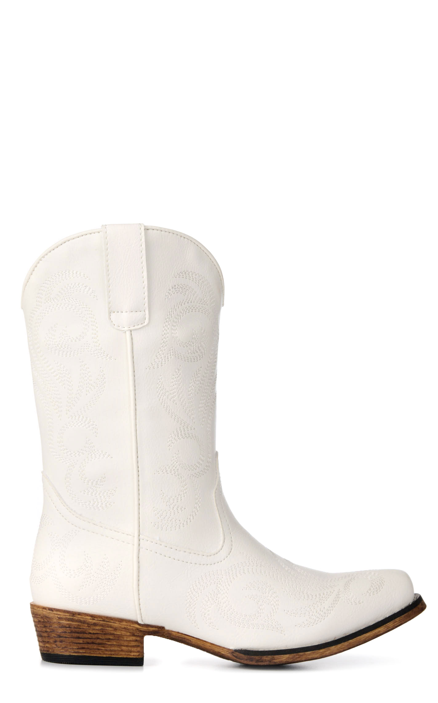 Roper Girls' Riley White Faux Leather Snip Toe Cowboy Boots - Image 1