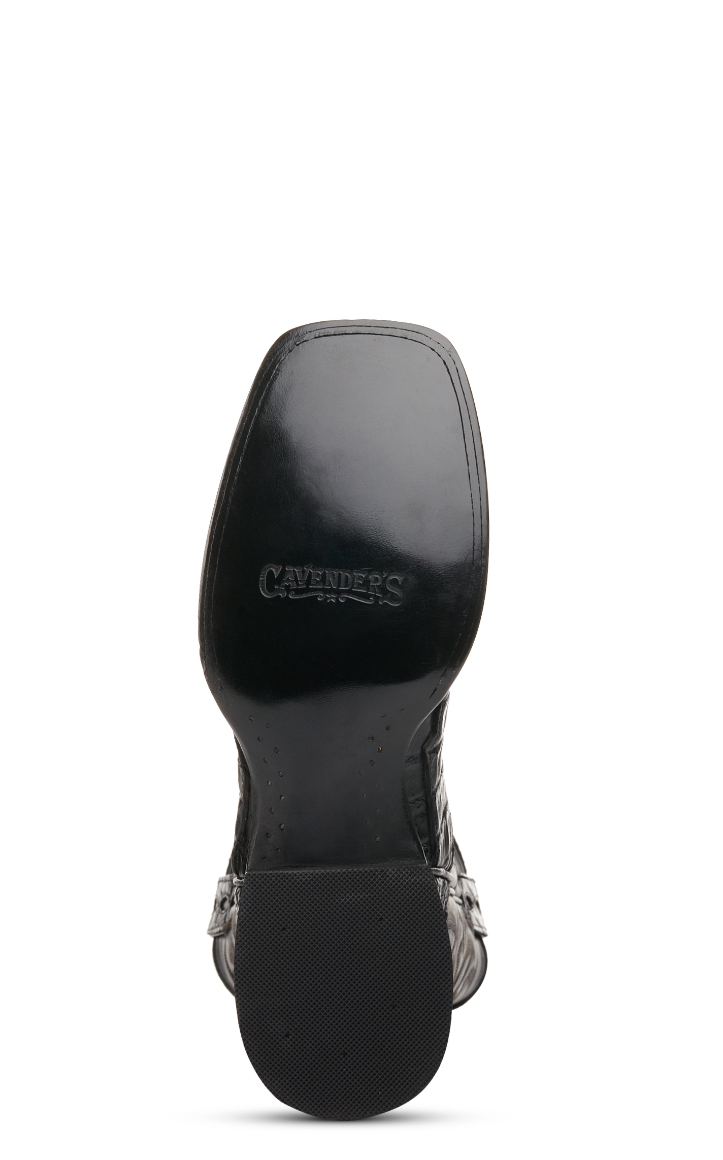 Cavender's Men's Black Caiman Tail Wide Square Toe Exotic Cowboy Boots - Image 1