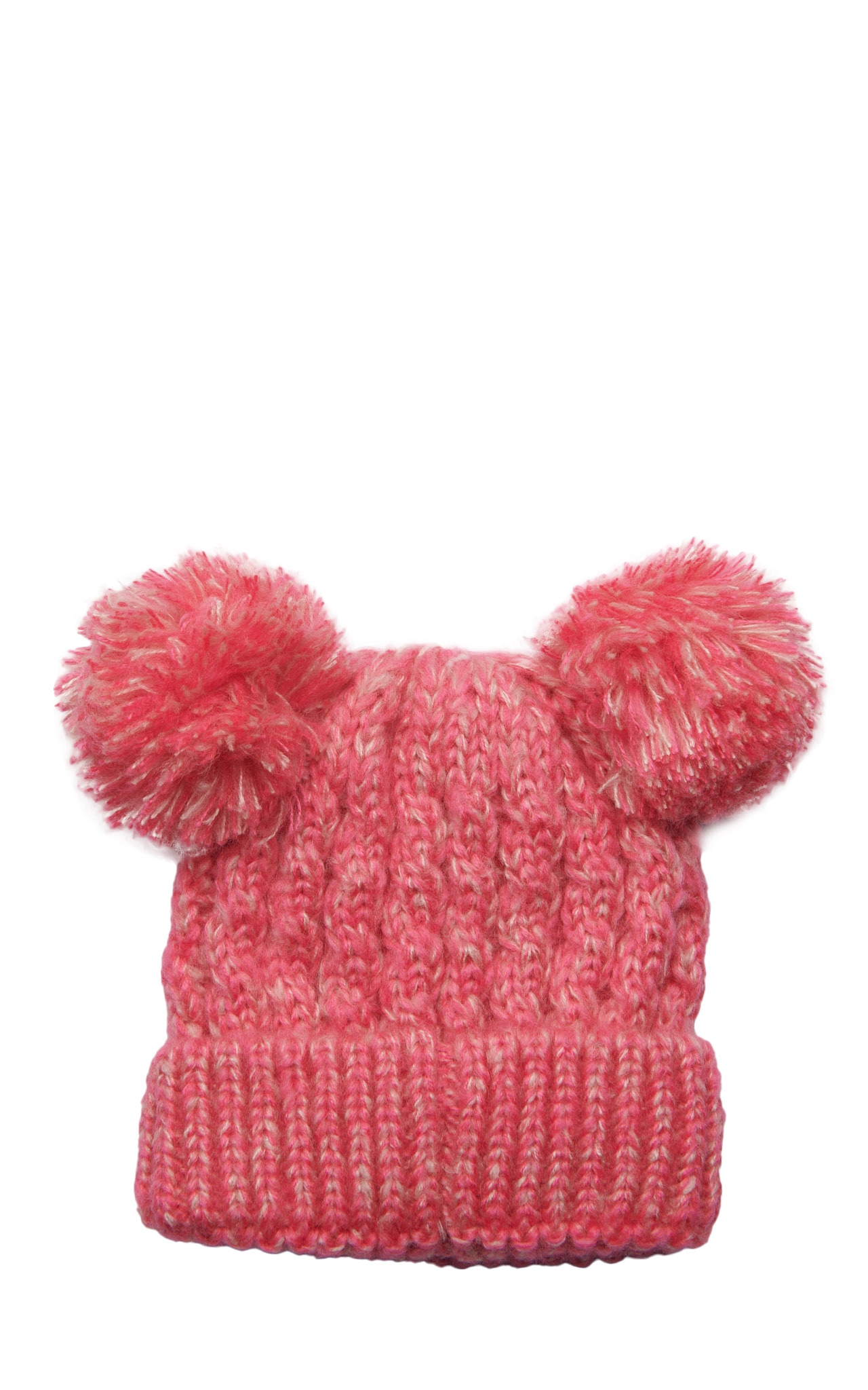 C.C. Brands Kids' Pink and Ivory Double Pom Beanie - Image 1
