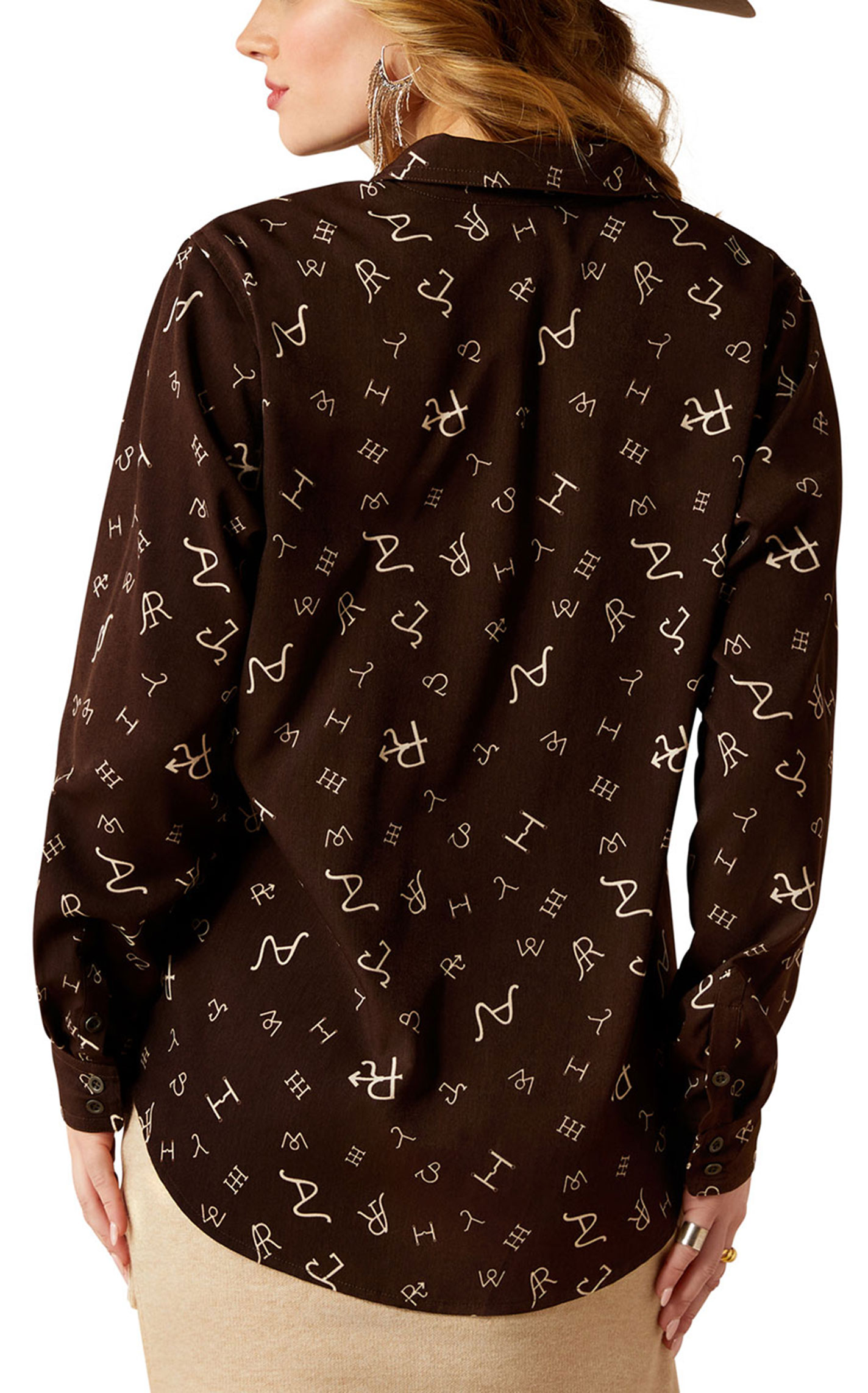 Ariat Women's Chocolate Cattle Brand Homestyle Western Top - Image 1