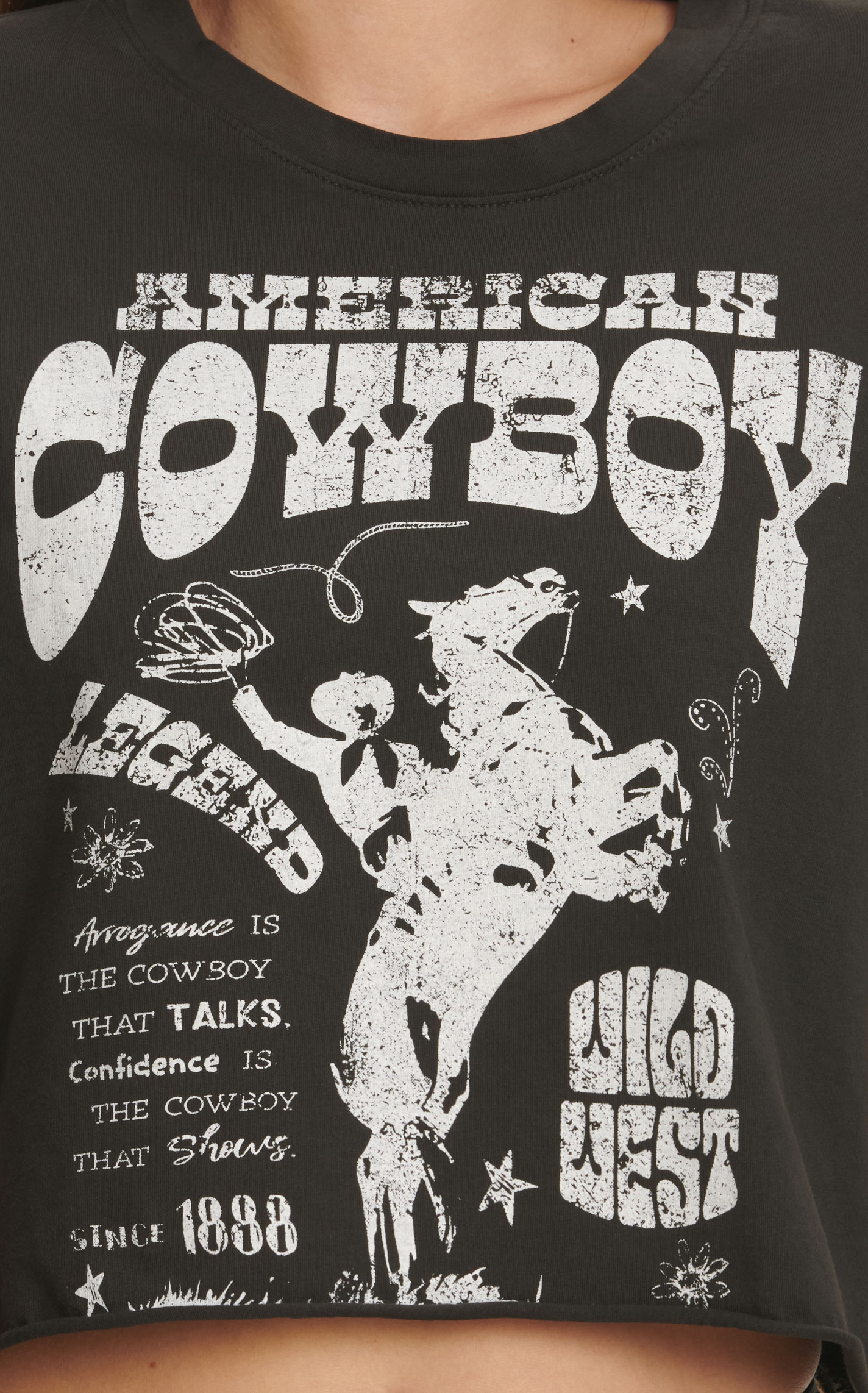 Refined Canvas Women's Black American Cowboy Graphic Cropped T-Shirt - Image 1