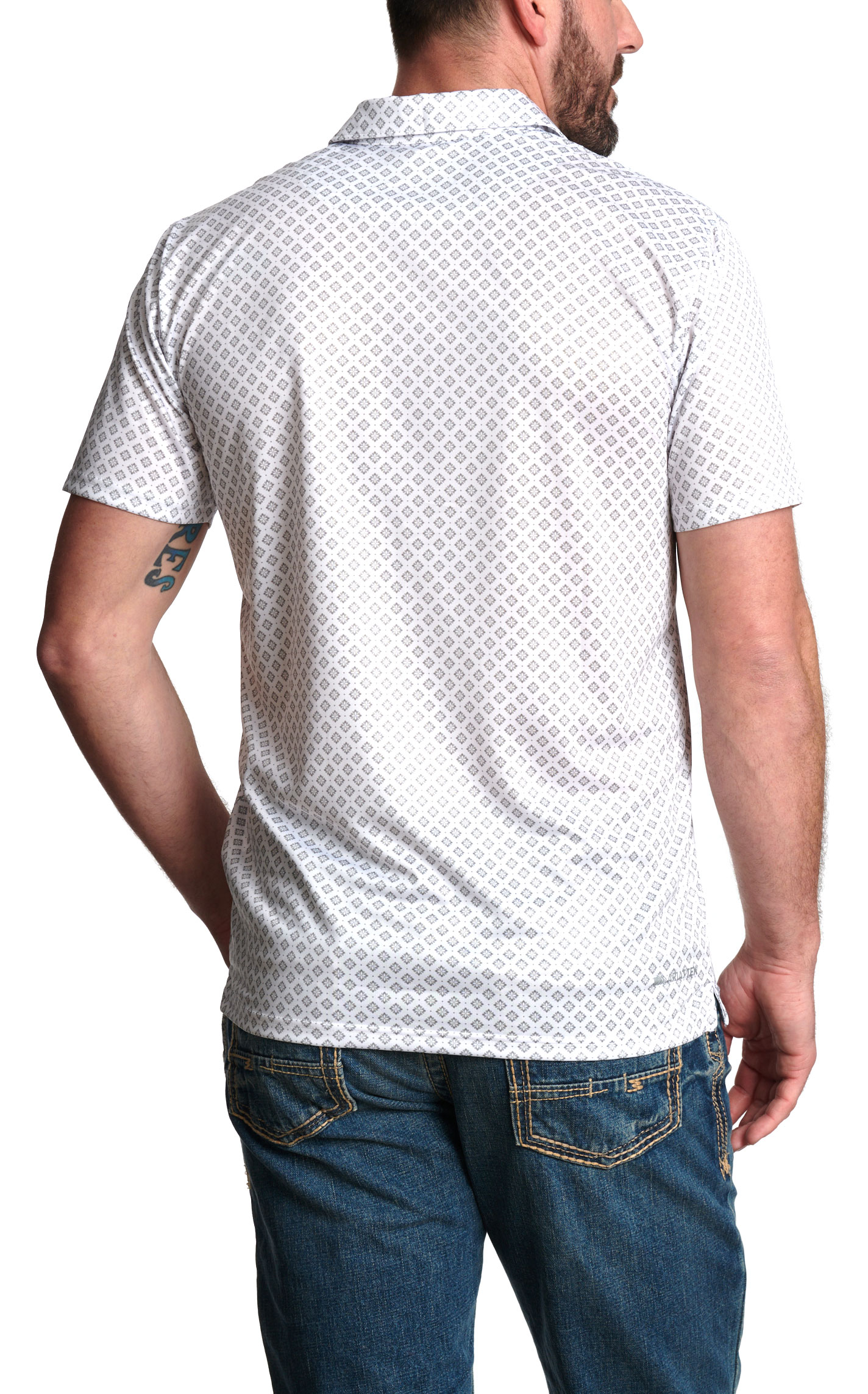 Ariat Men's White Diamond Geo Print Polo Shirt - Image 1